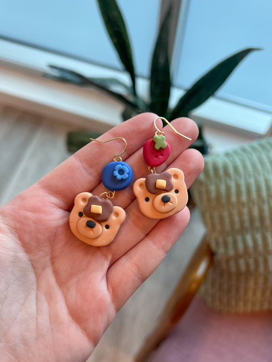 Pancake bear earrings