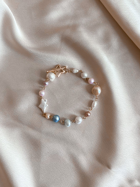 Pastel pearl charm bracelet