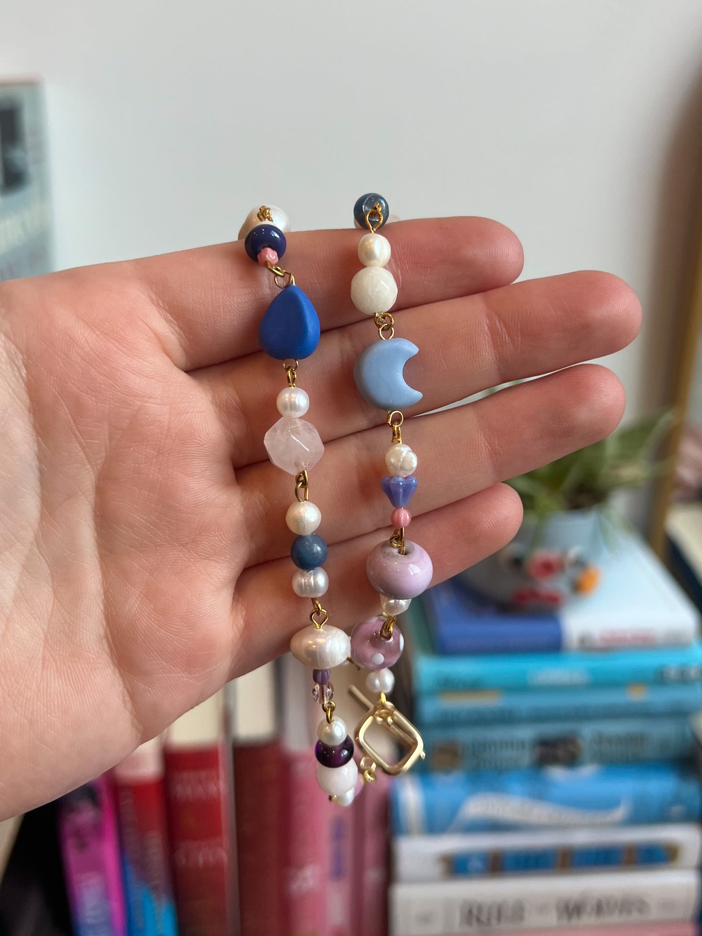 Blue moon simple beaded necklace