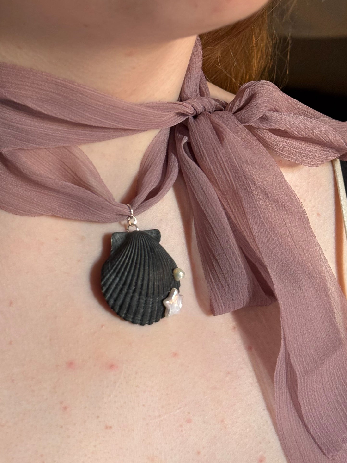 Lilac Scallop Scarf necklace