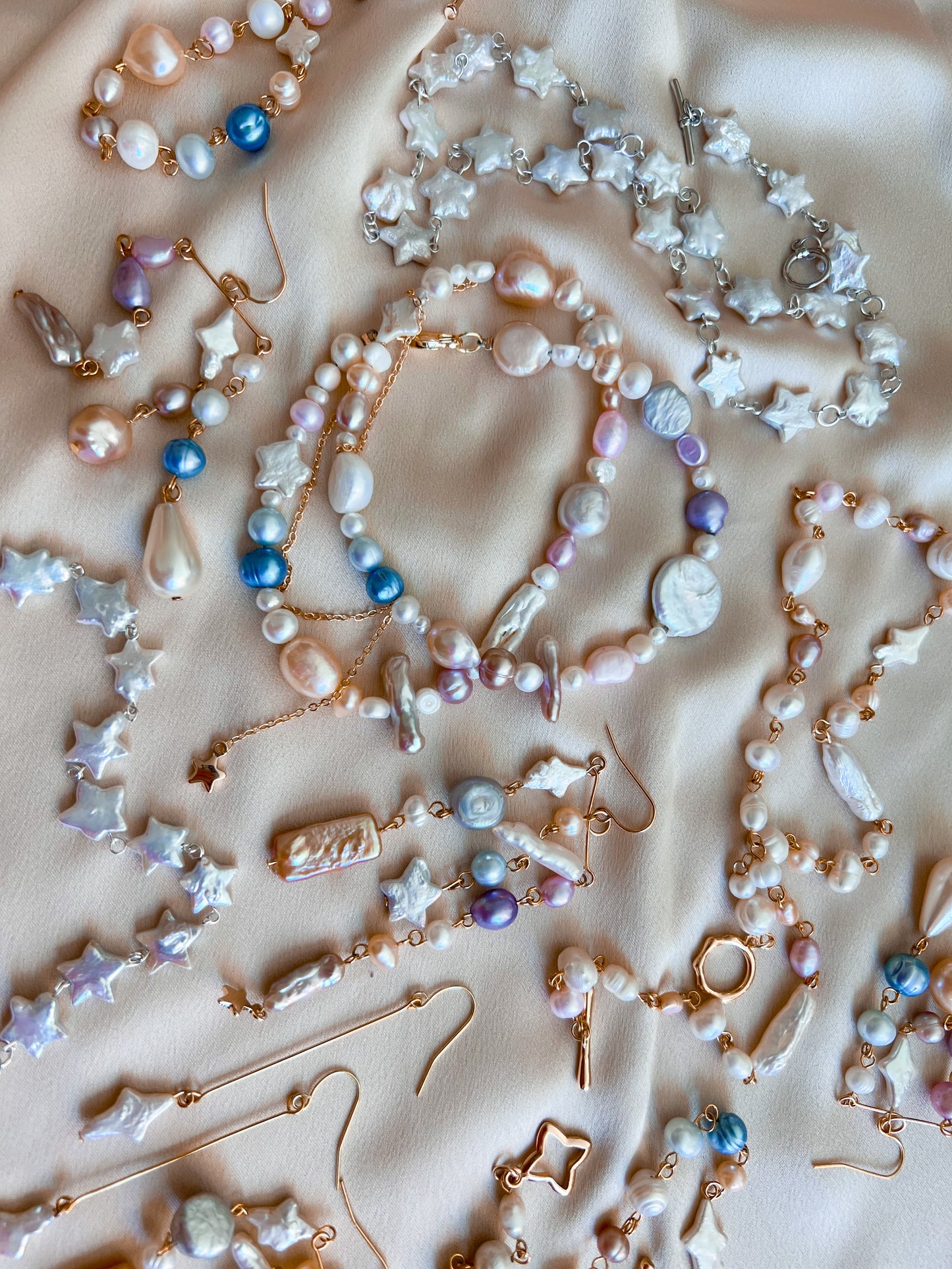 Pastel pearl charm bracelet