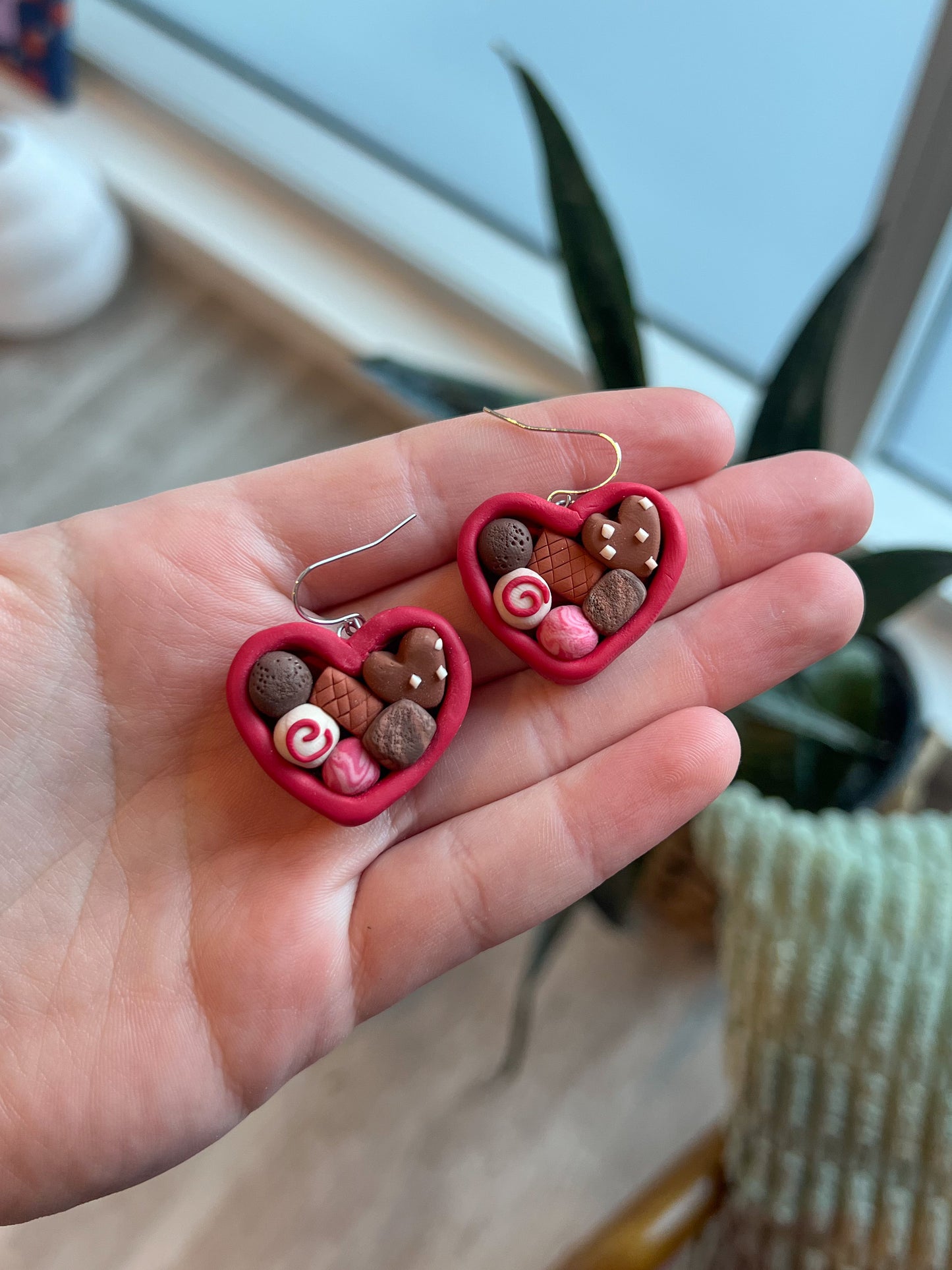 Chocolate heart earrings