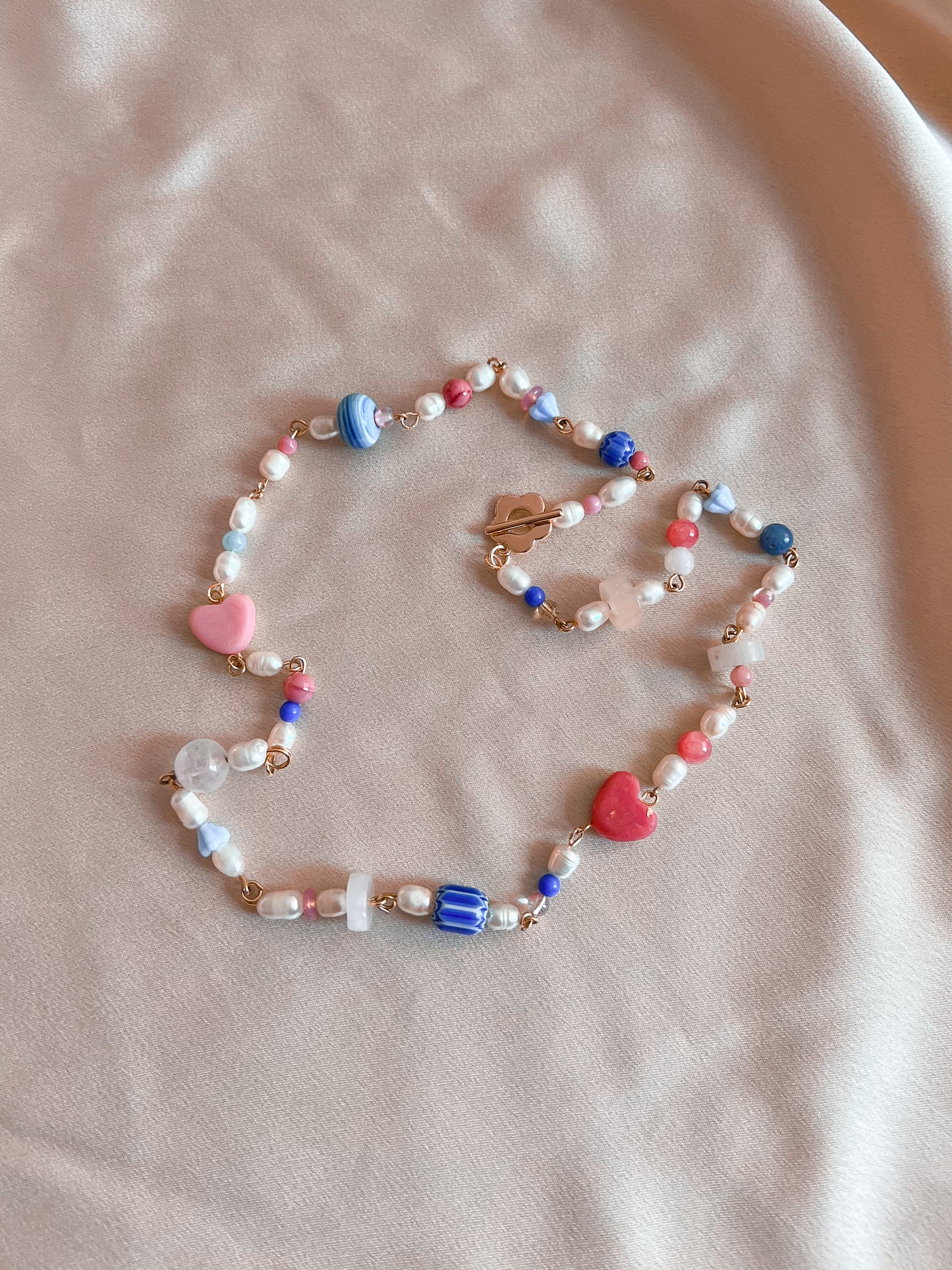 Two of hearts beaded necklace