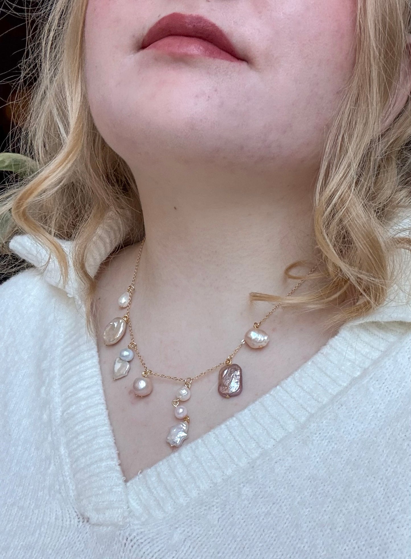 Pearl charm necklace