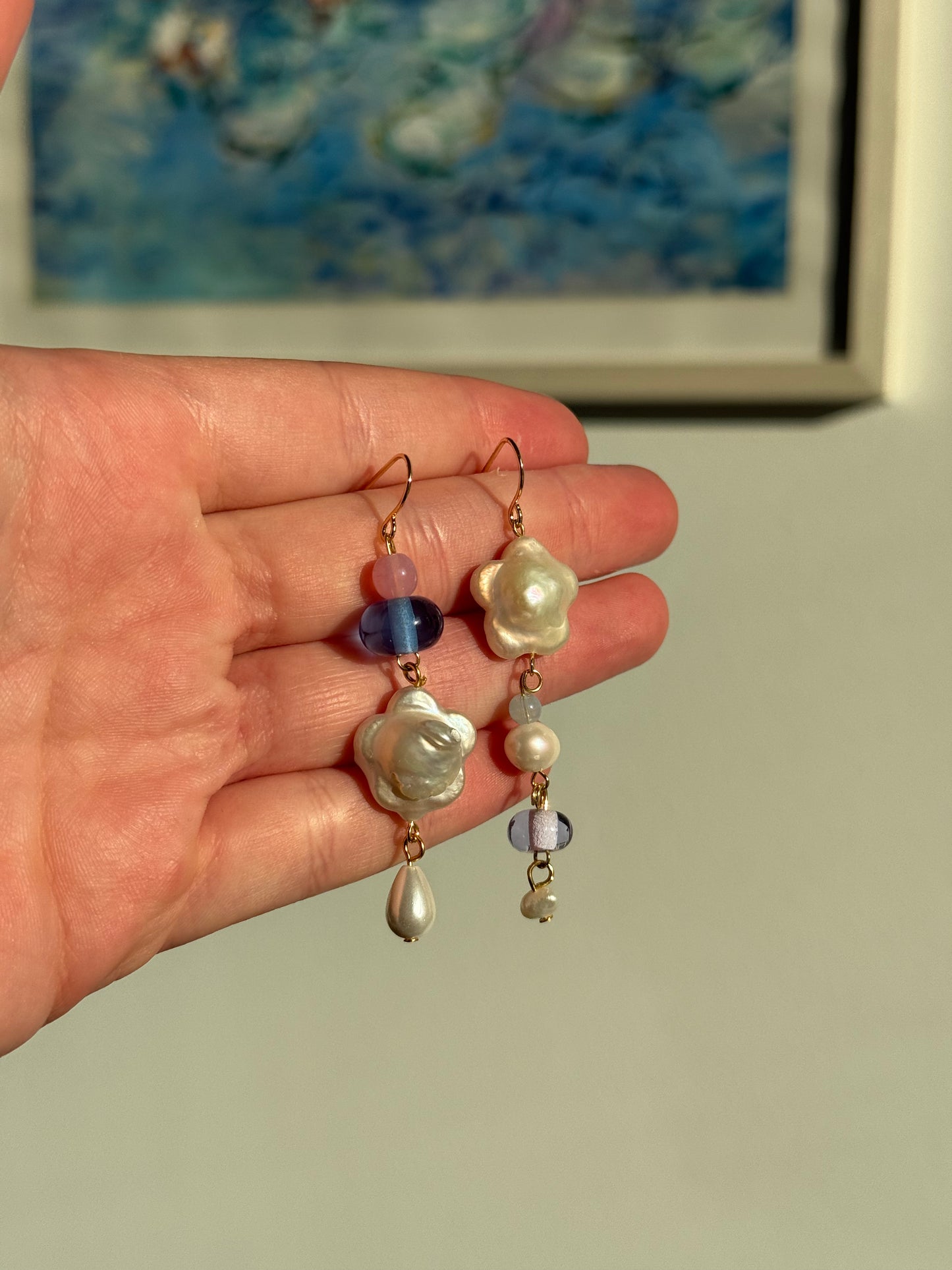 Flowering pearl earrings