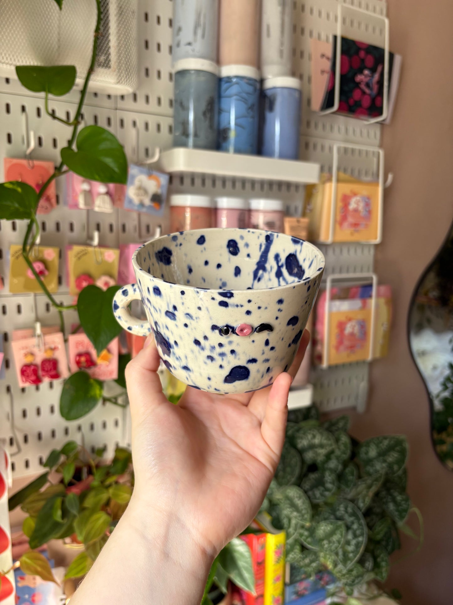 Ink splatter mug and creamer set (seconds)
