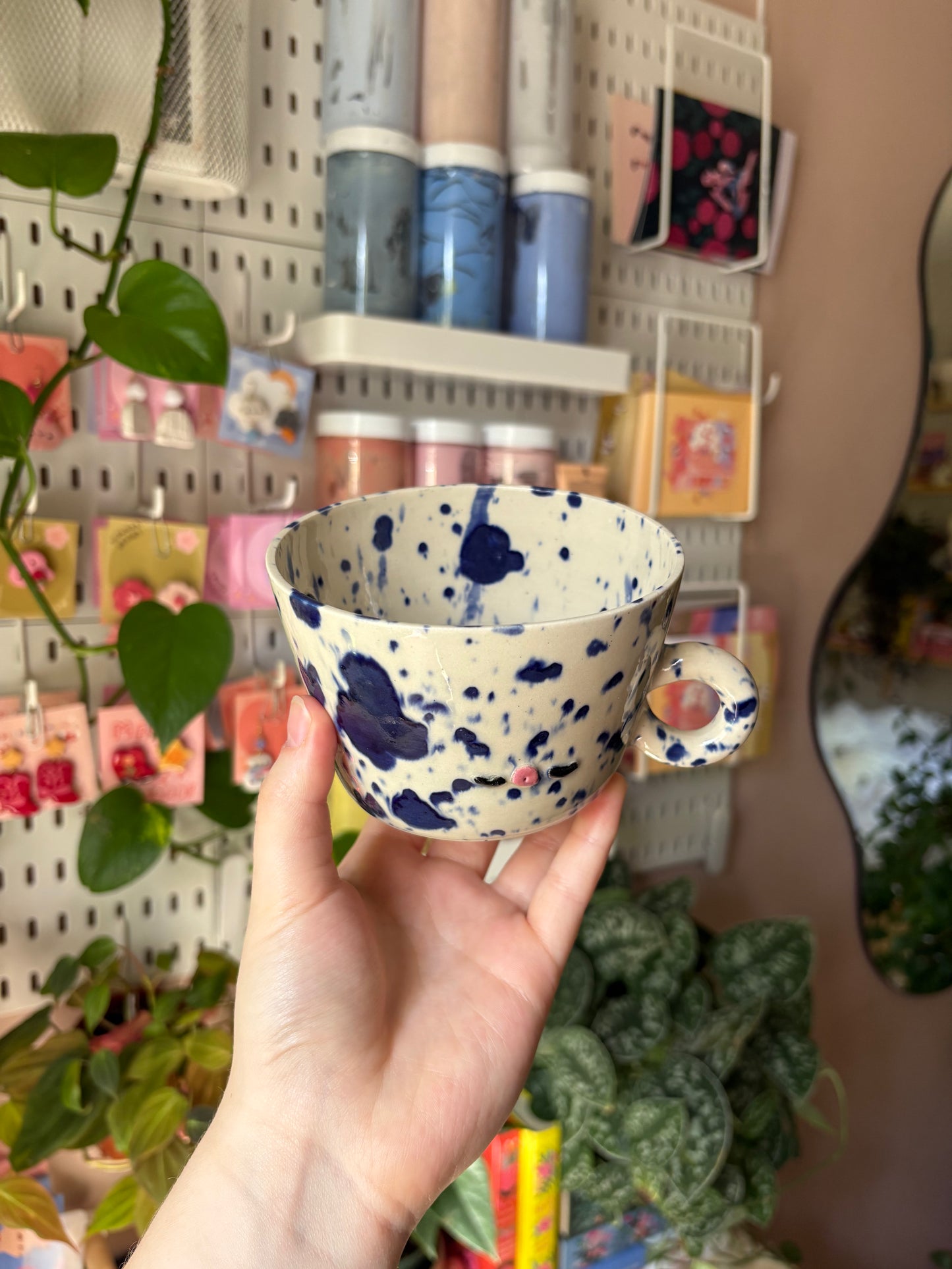 Ink splatter mug and creamer set (seconds)