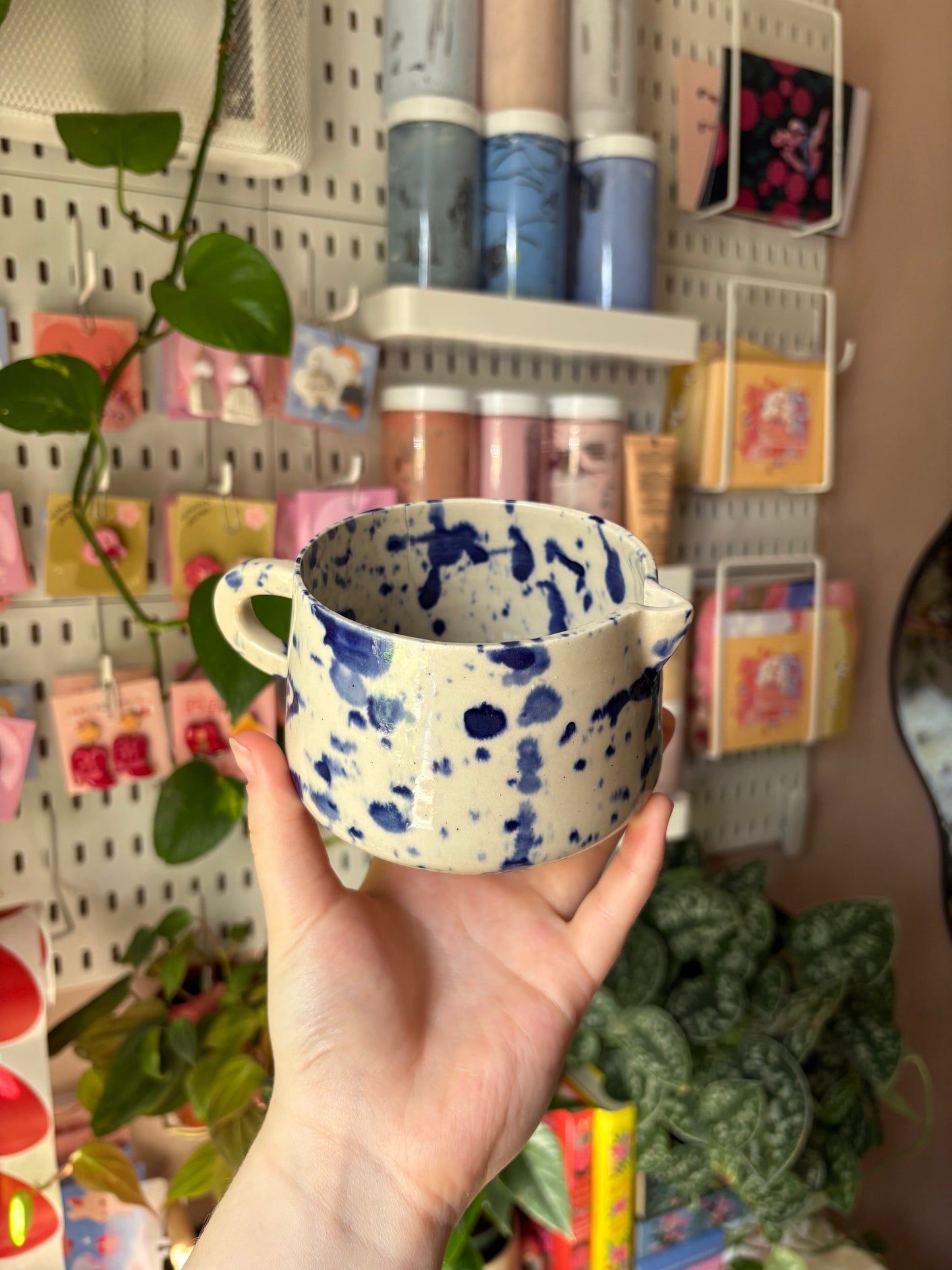 Ink splatter mug and creamer set (seconds)