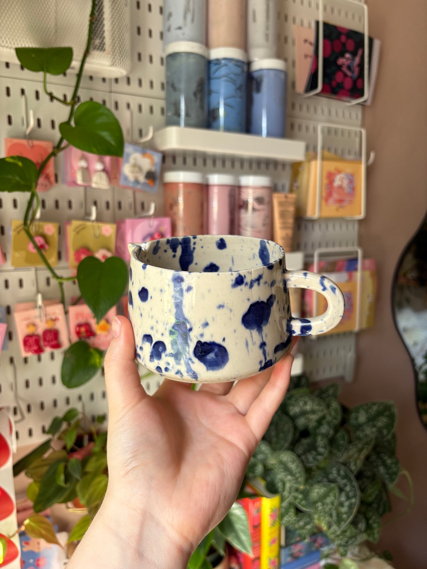 Ink splatter mug and creamer set (seconds)
