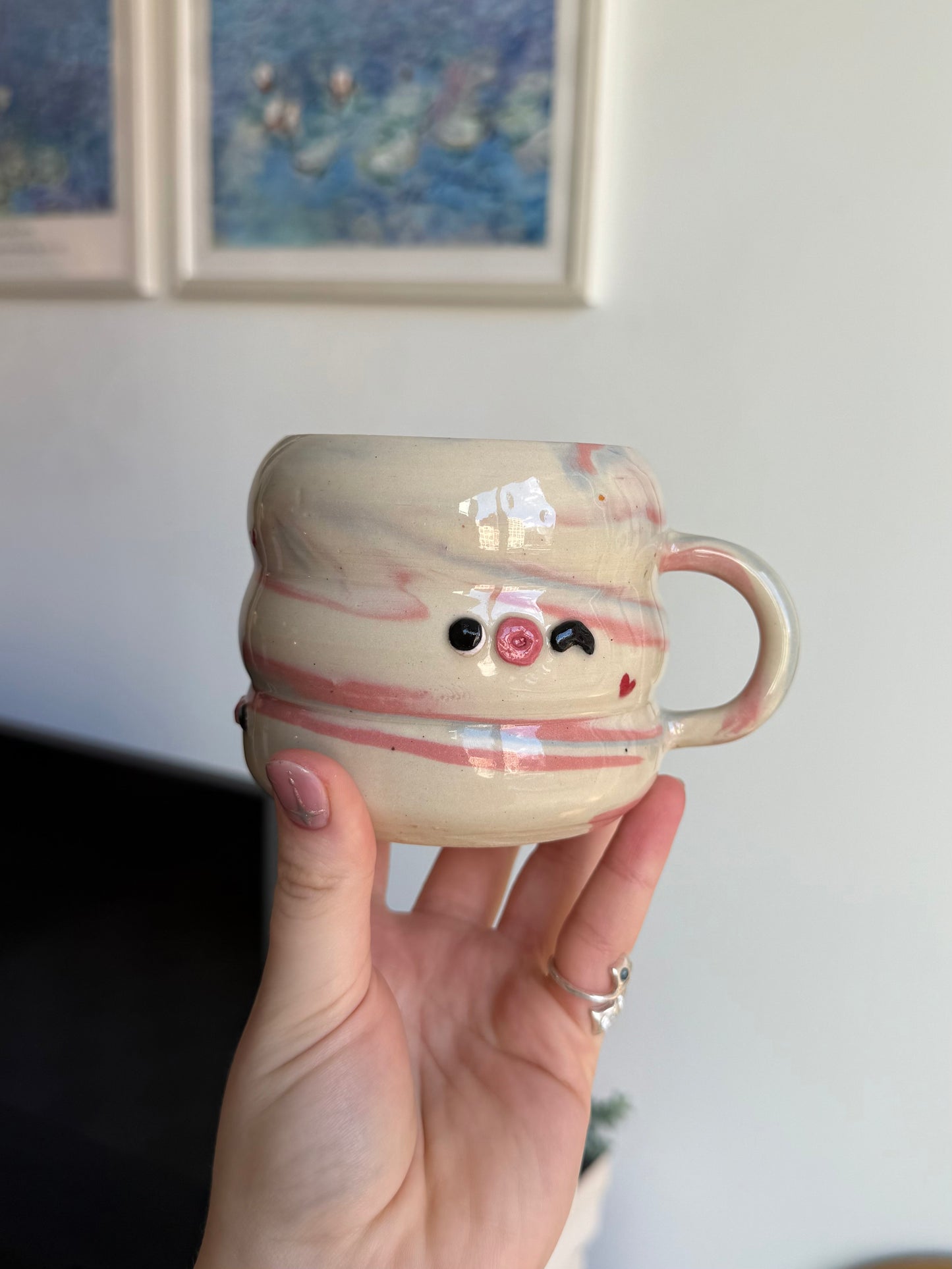 Pastel pink swirl mug
