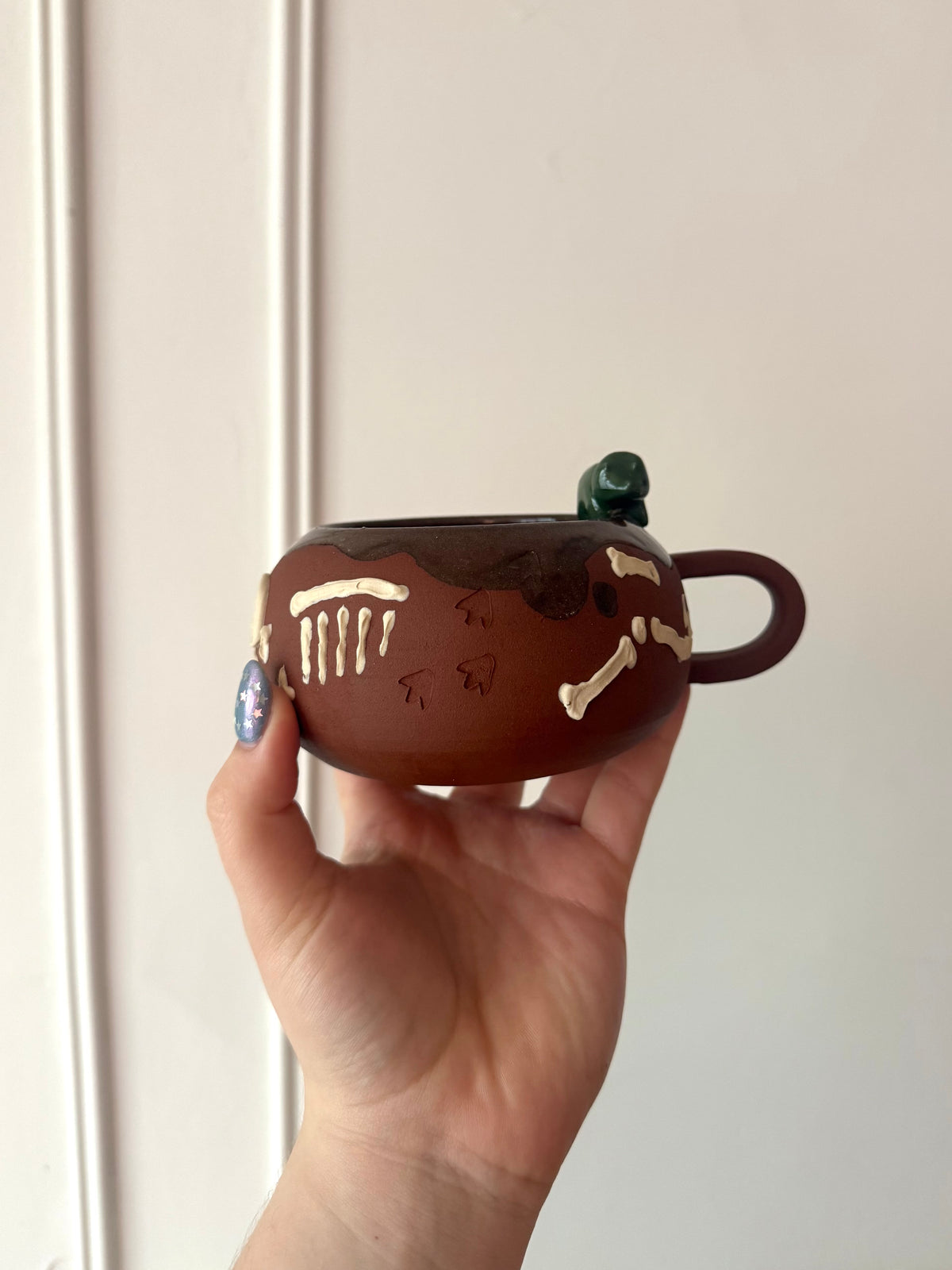 Dark Green & Pink Dino Tracks Mug