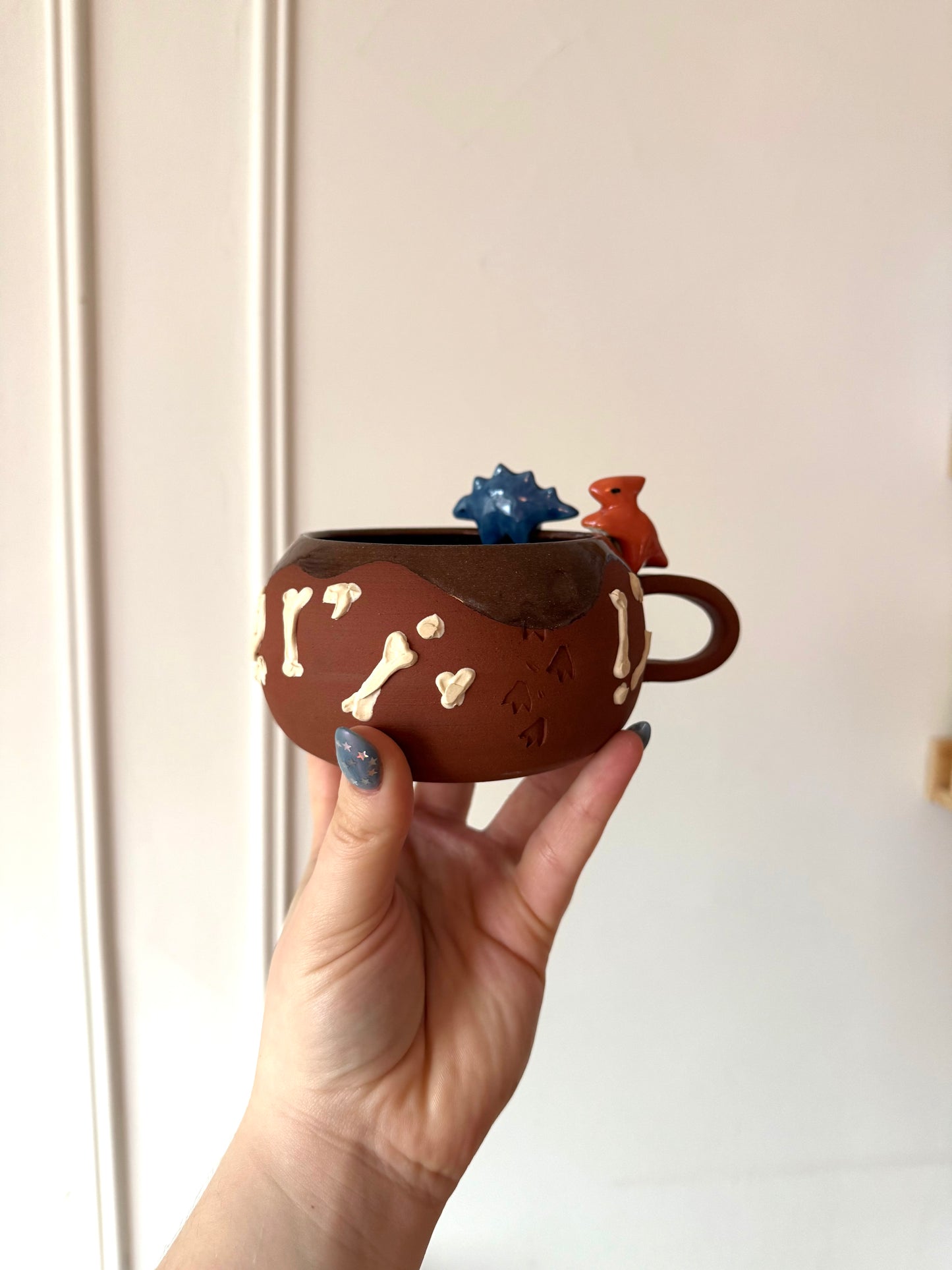 Blue & Orange Dino Tracks Mug