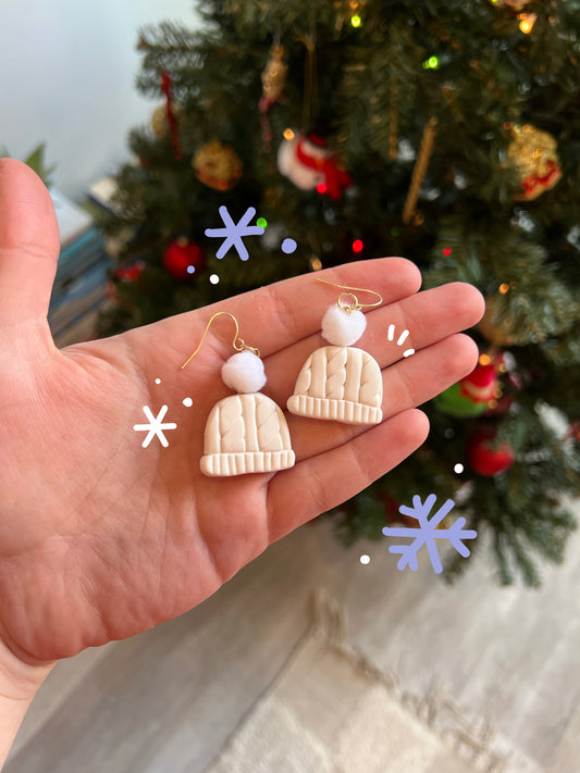 Cozy knitted hat earrings