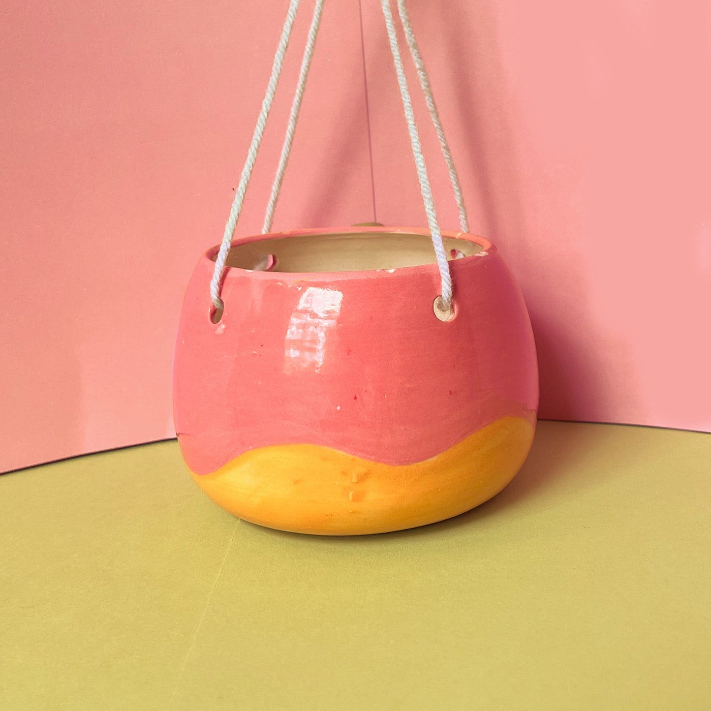 Peach hanging planter