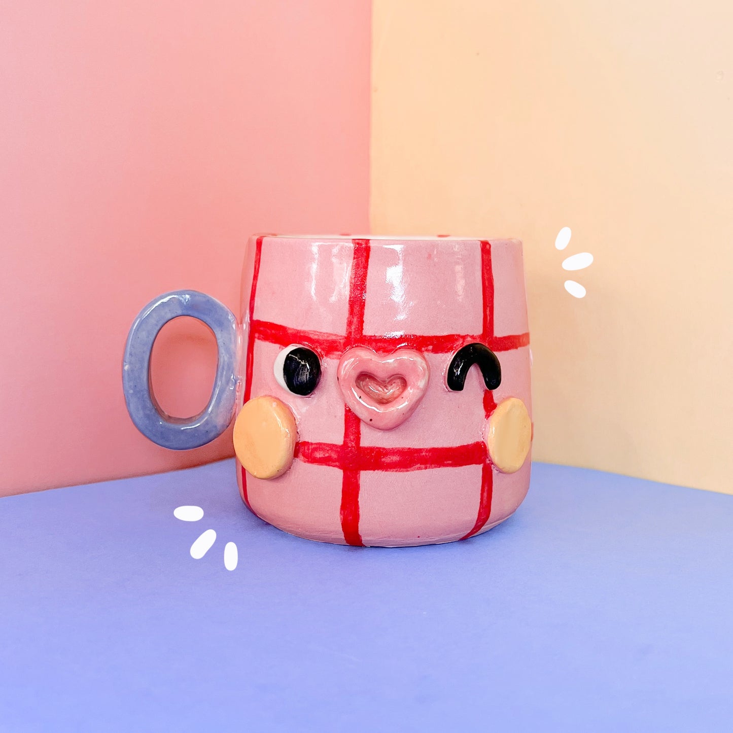 Pink Grid mug