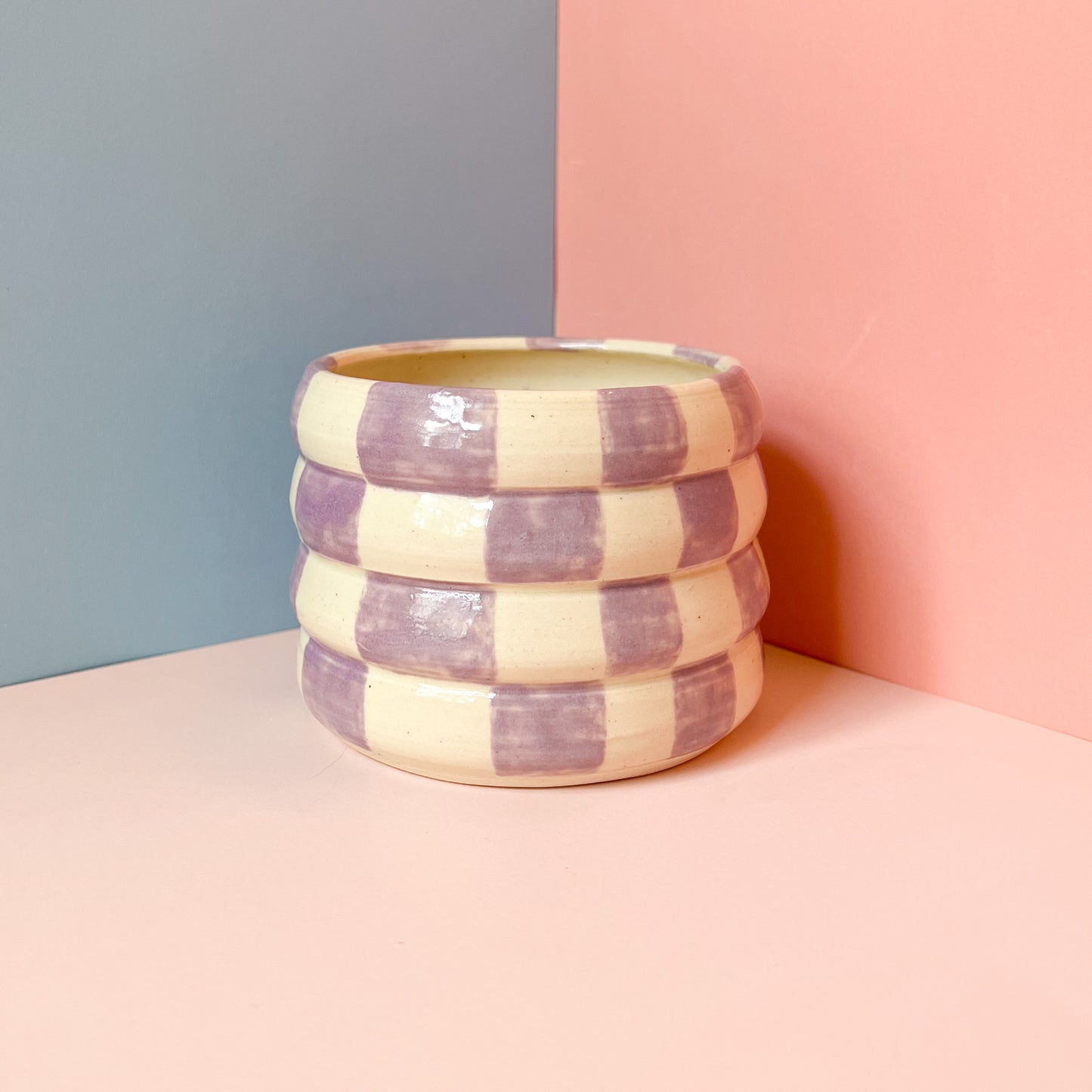 Lavender checkered planter