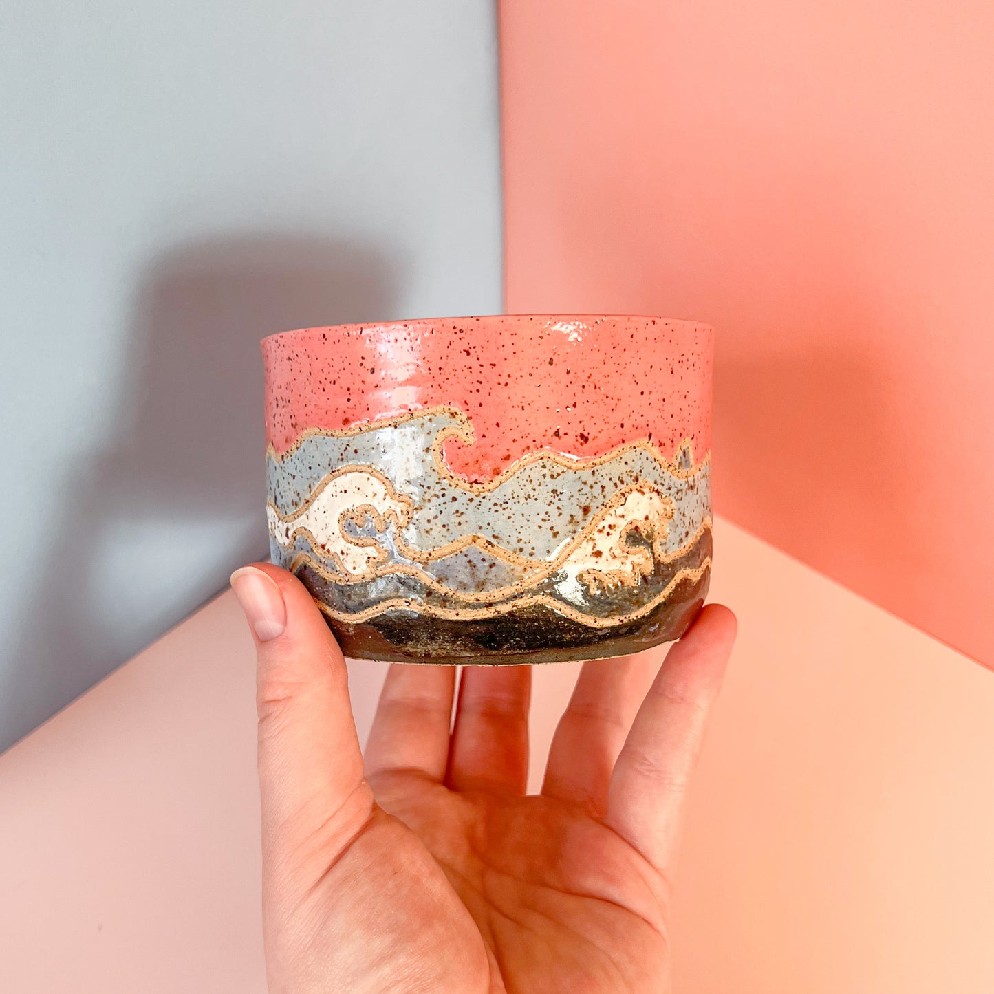 Great wave- dripdish and planter set