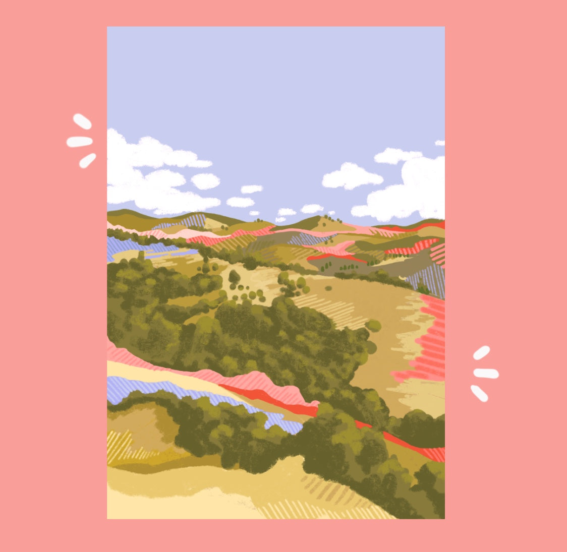 Whimsical landscape print
