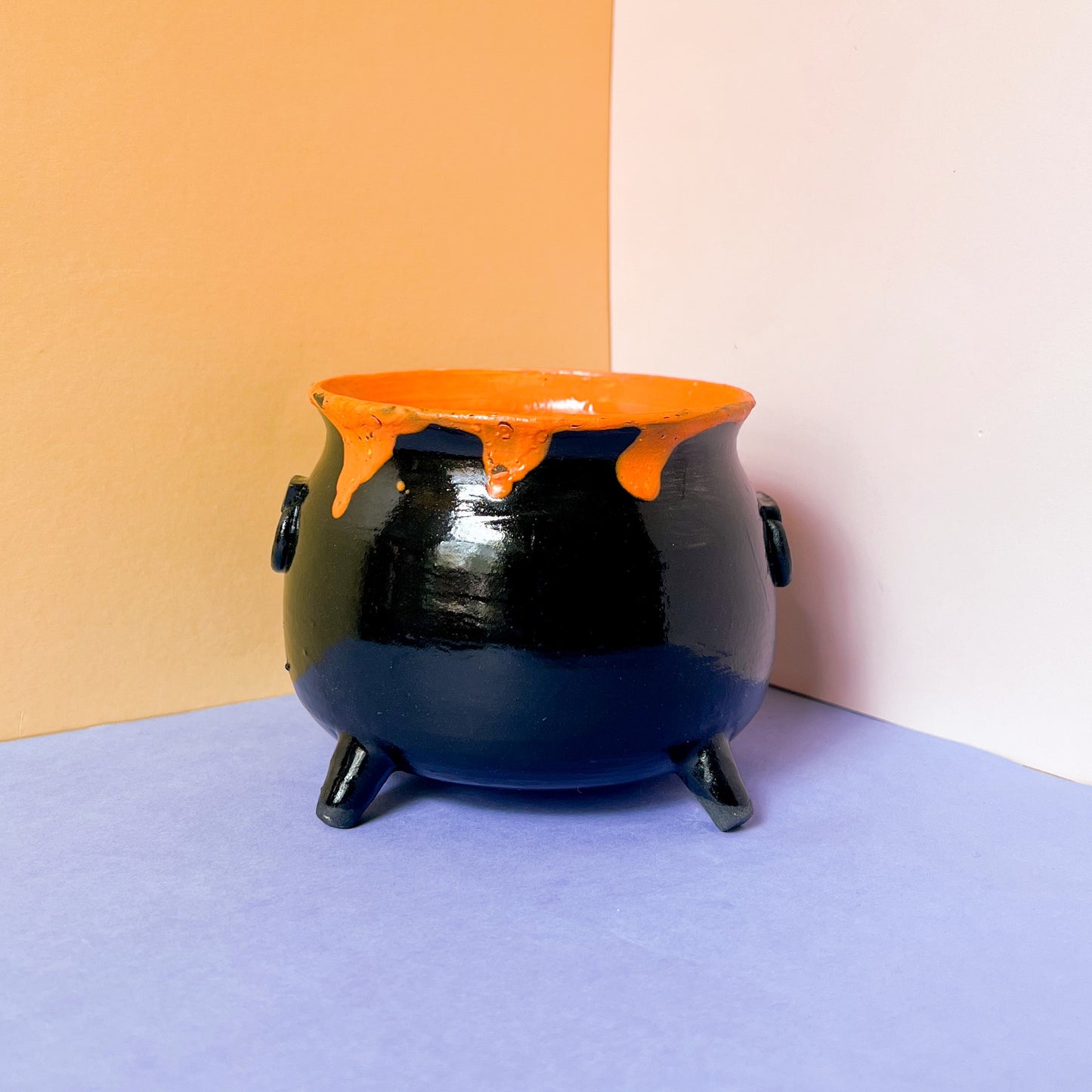 Orange cauldron planter