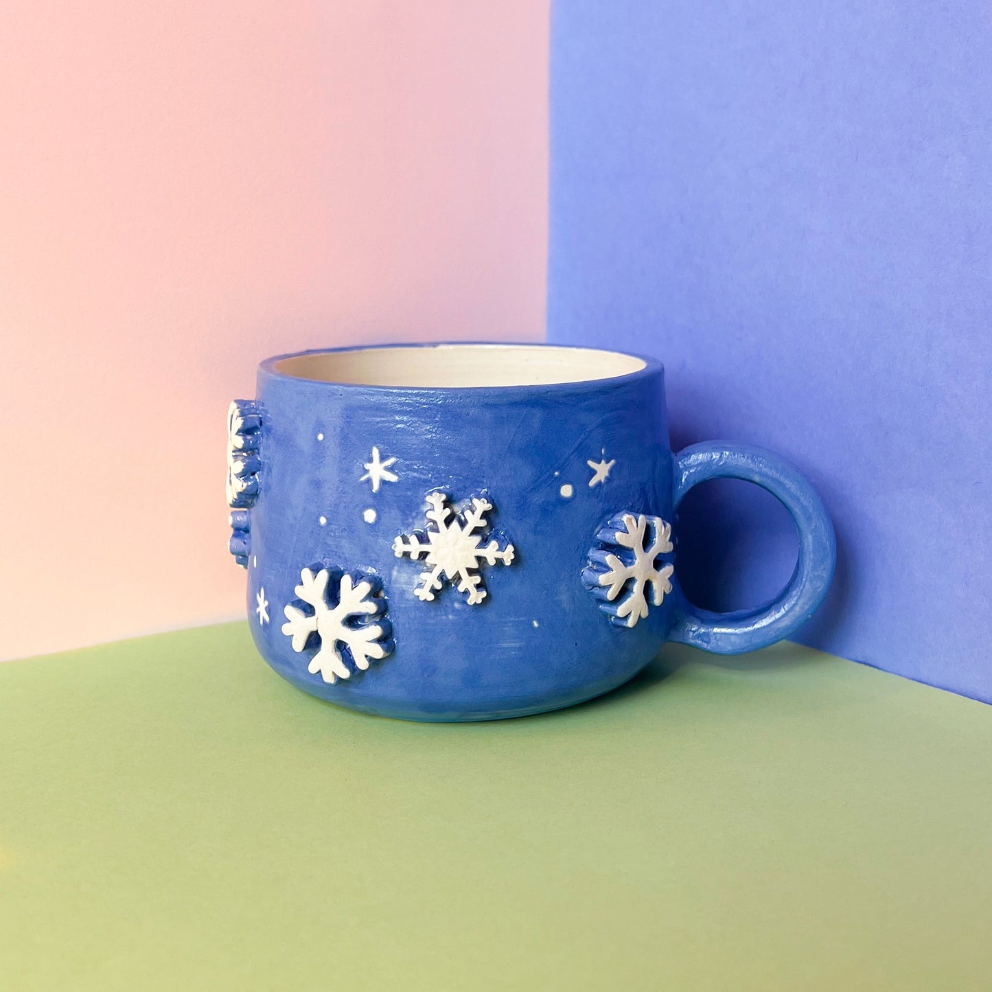 Blue snowflake mug