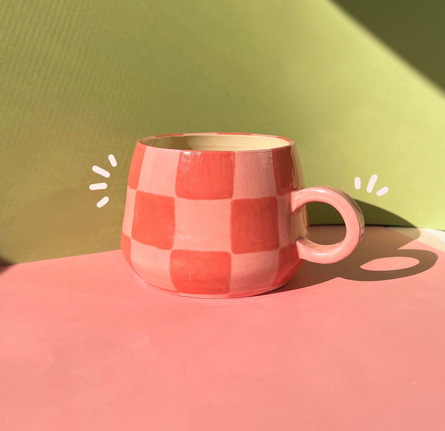 Pink checkered mug