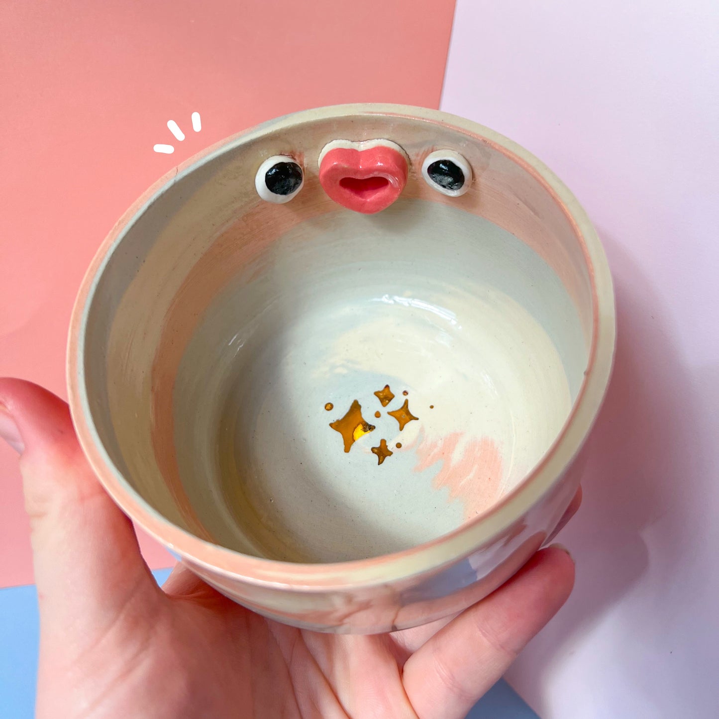 Pink & blue swirl bowl