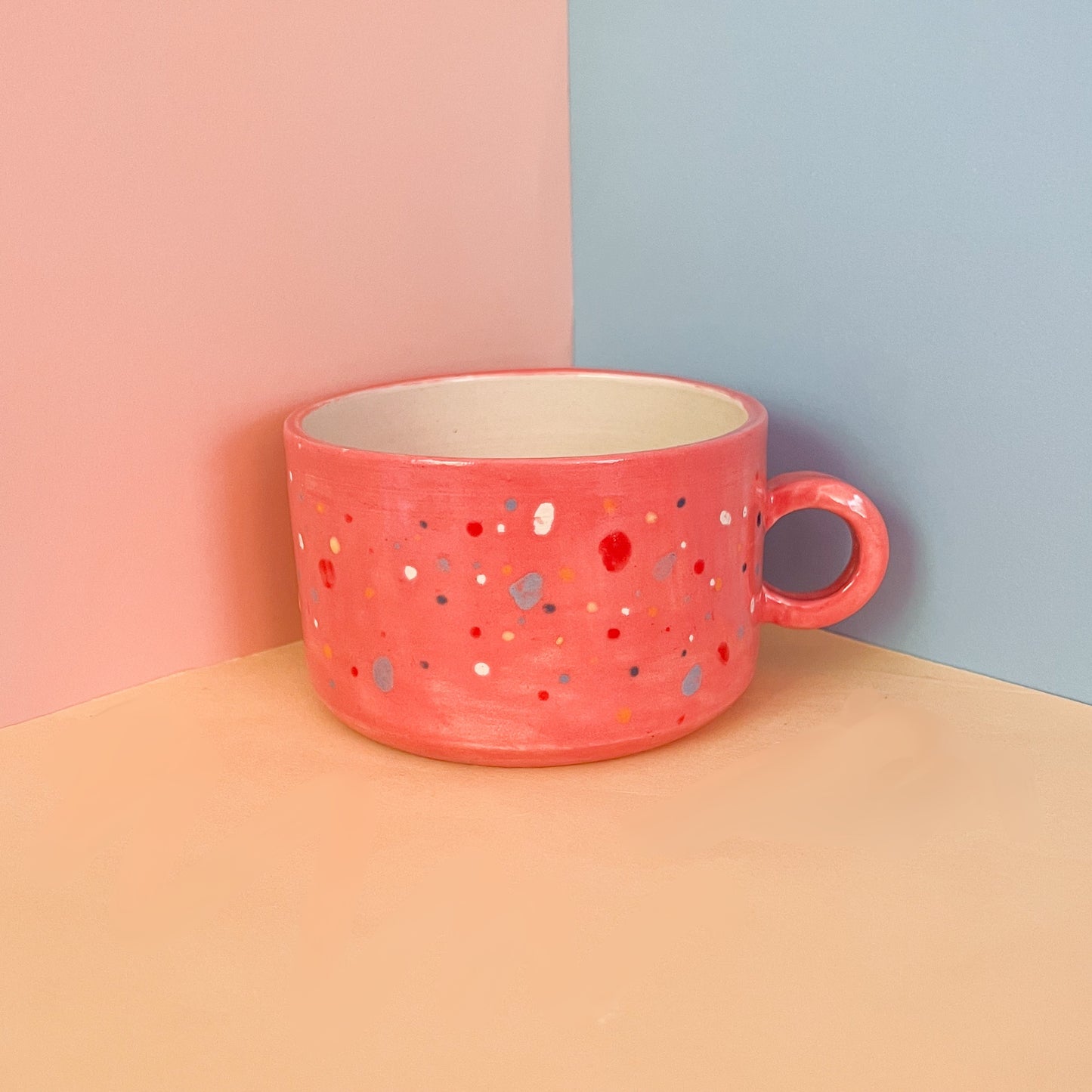 Pink speckled mug