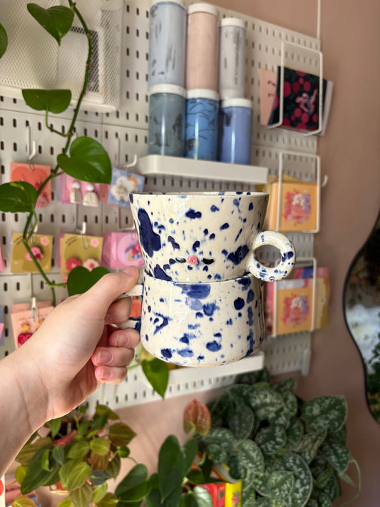 Ink splatter mug and creamer set (seconds)