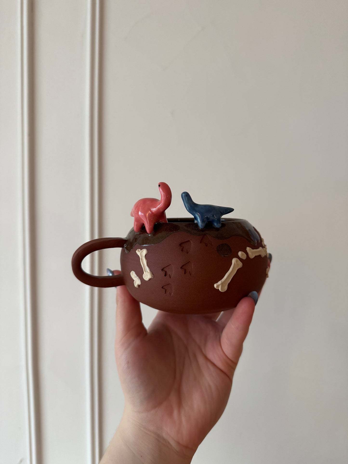 Pink & Navy Dino Tracks Mug