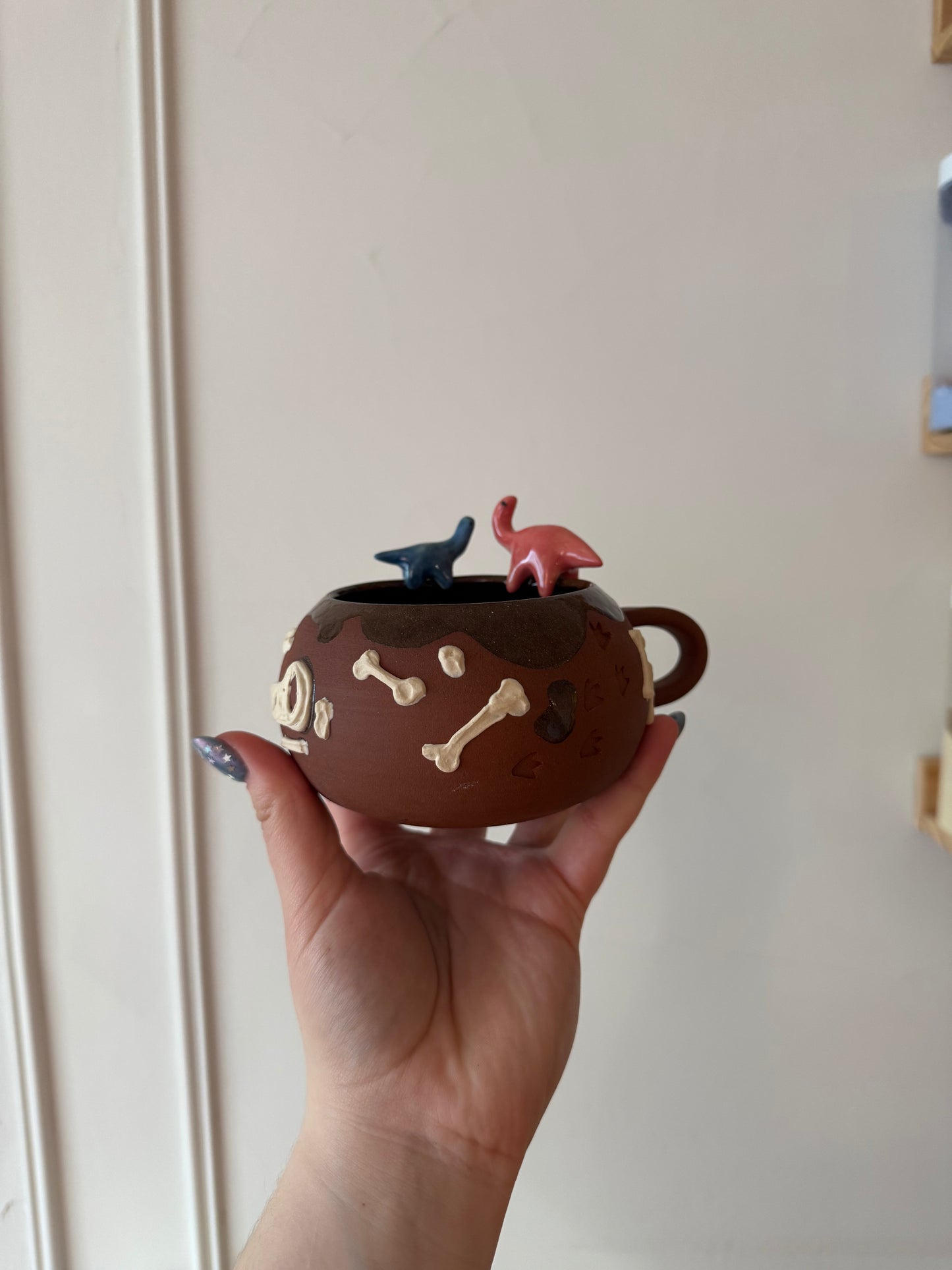 Pink & Navy Dino Tracks Mug