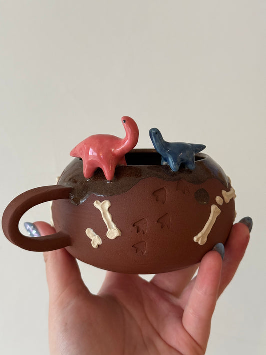 Pink & Navy Dino Tracks Mug