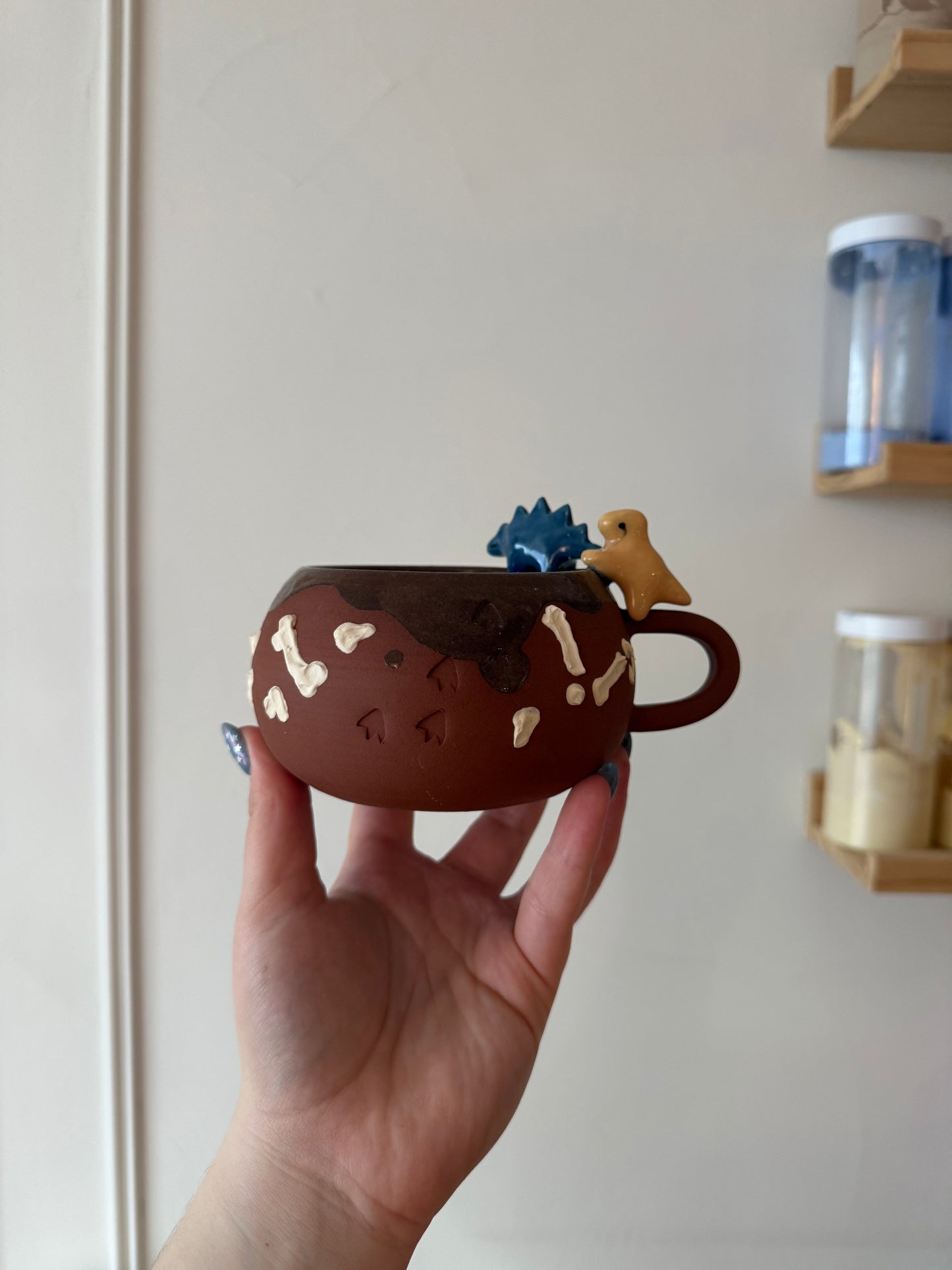 Yellow & Navy Dino Tracks Mug