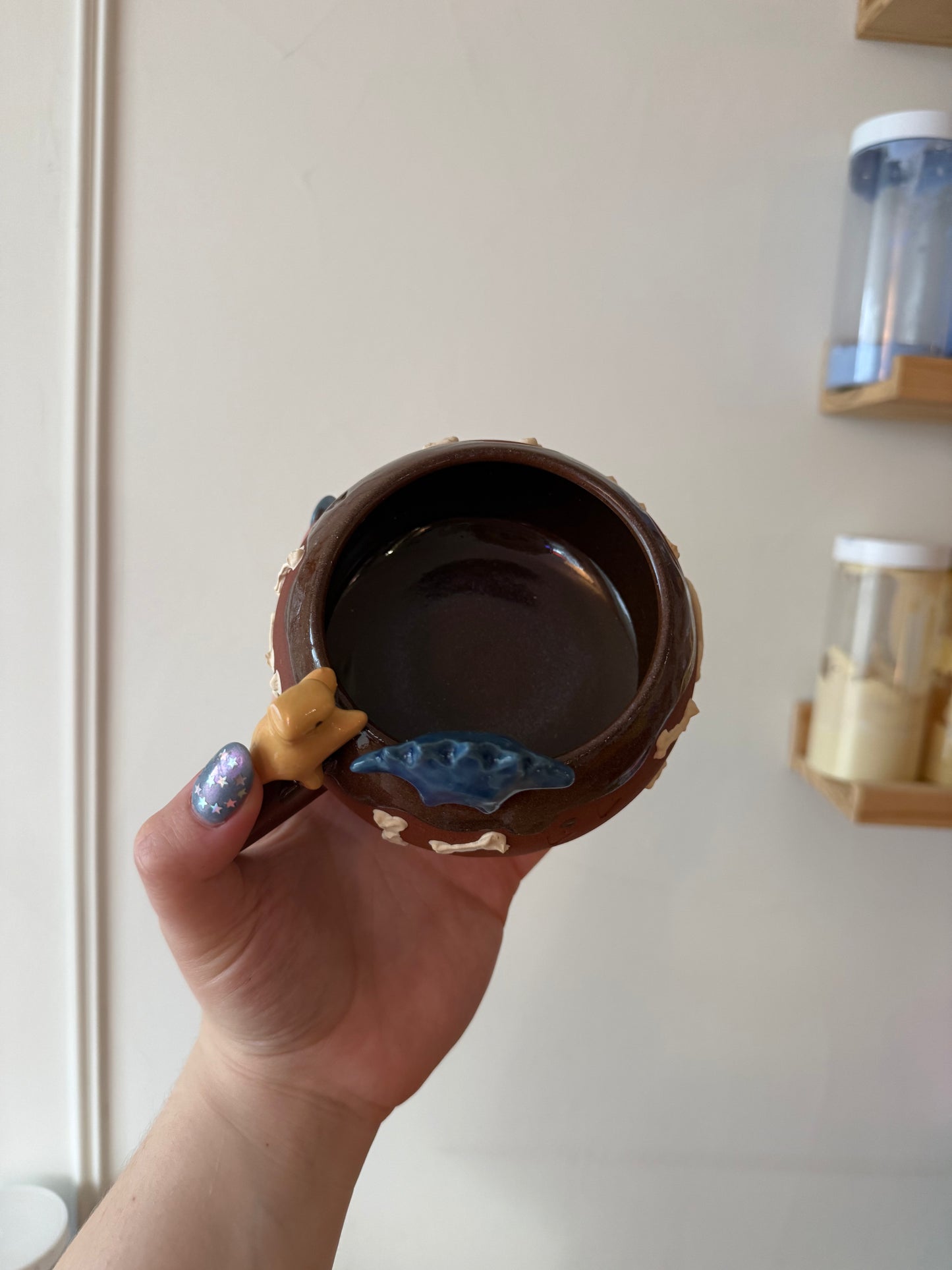 Yellow & Navy Dino Tracks Mug