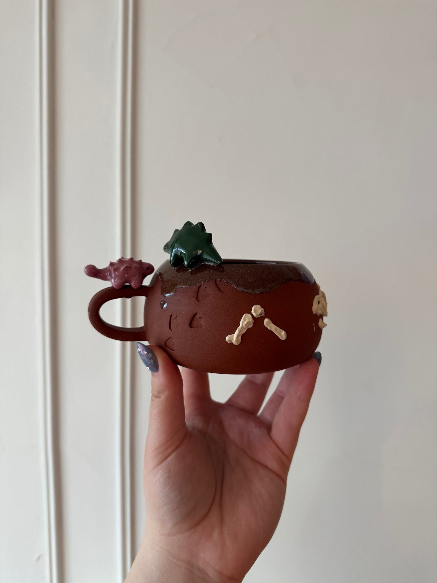 Dark Green & Lilac Dino Tracks Mug