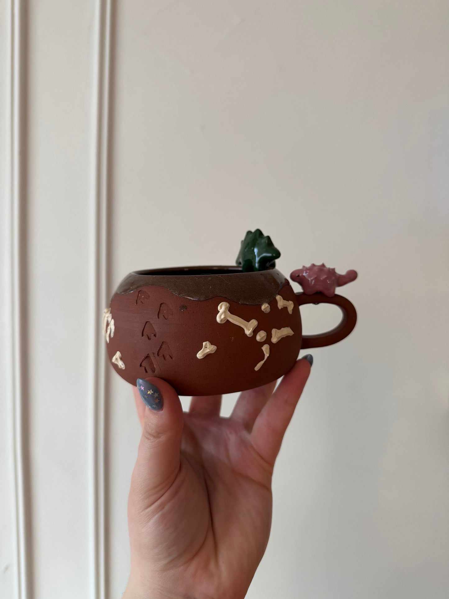 Dark Green & Lilac Dino Tracks Mug