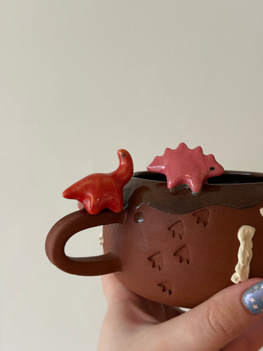 Red & Pink Dino Tracks Mug