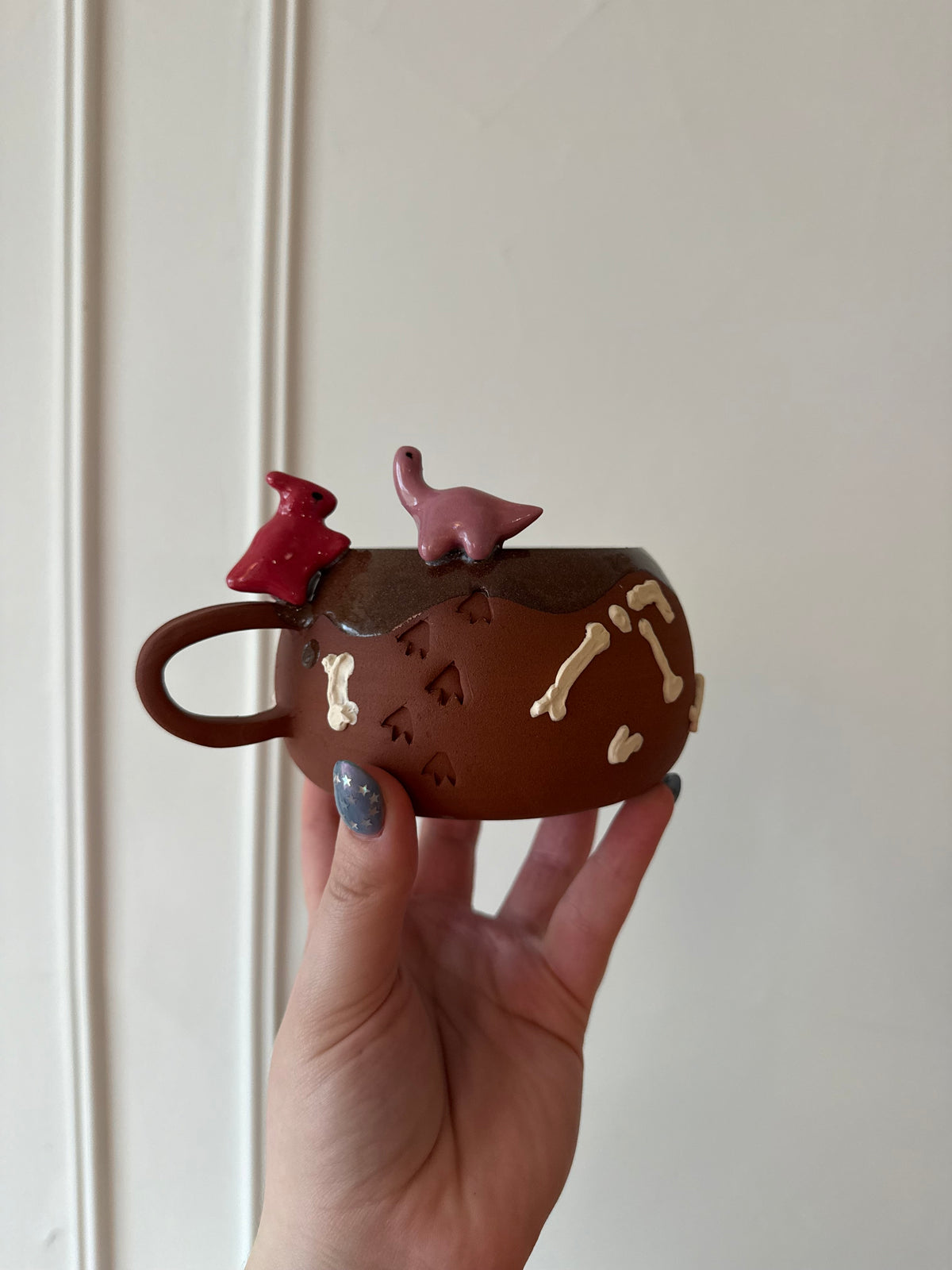 Lilac & Red Dino Tracks Mug