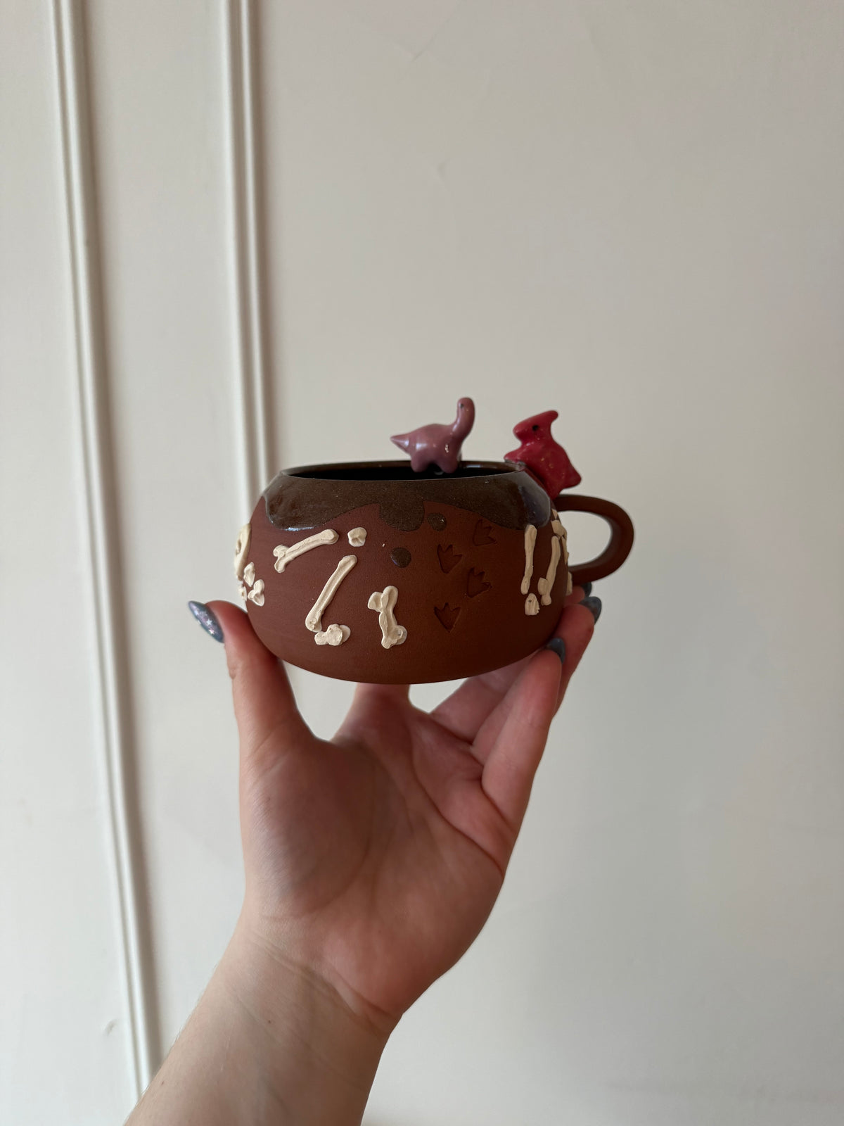 Lilac & Red Dino Tracks Mug