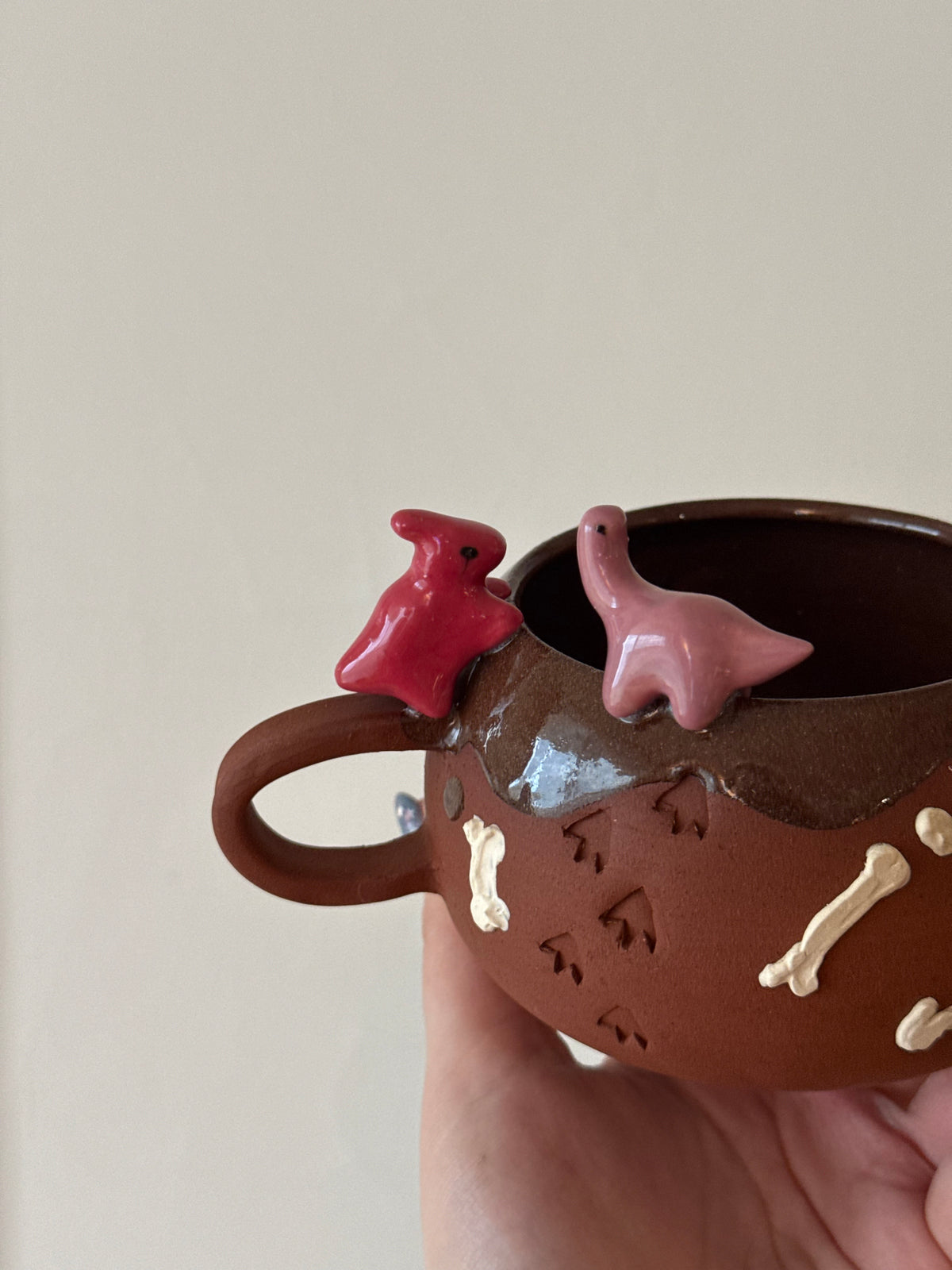 Lilac & Red Dino Tracks Mug