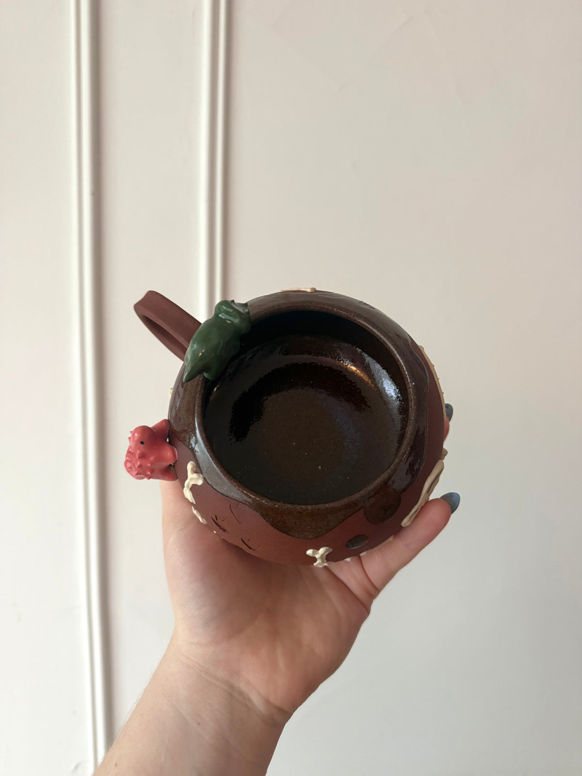 Dark Green & Pink Dino Tracks Mug