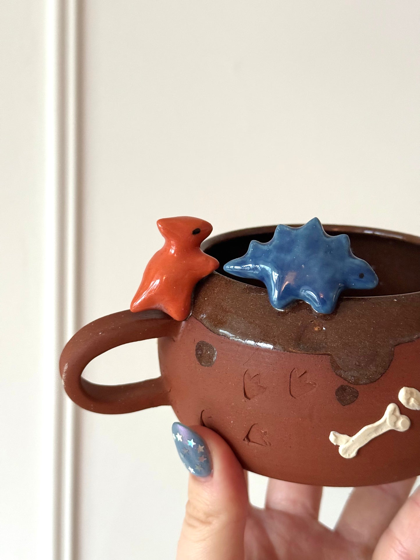 Blue & Orange Dino Tracks Mug
