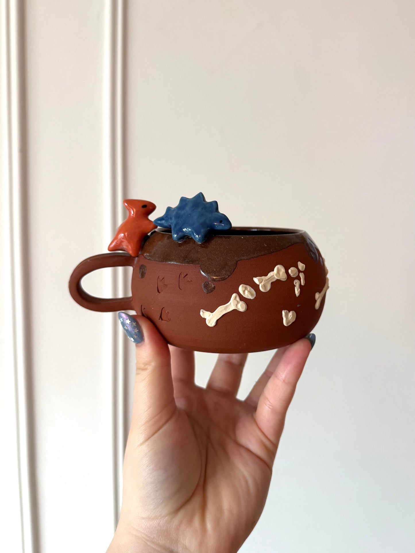 Blue & Orange Dino Tracks Mug