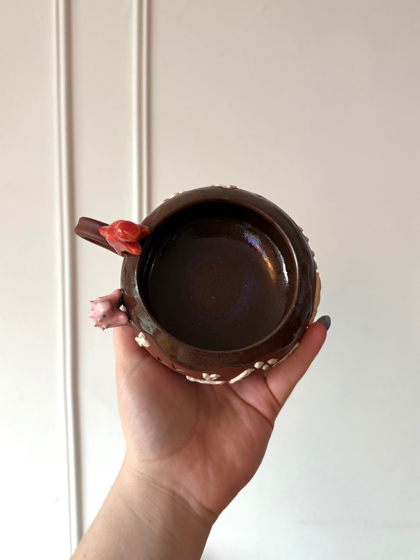 Red & Pale Pink Dino Tracks Mug
