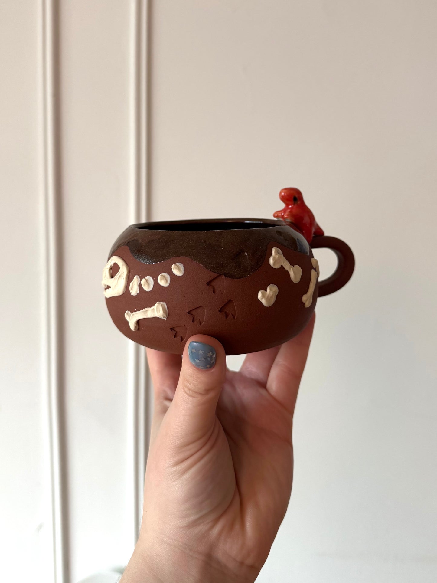 Red & Pale Pink Dino Tracks Mug
