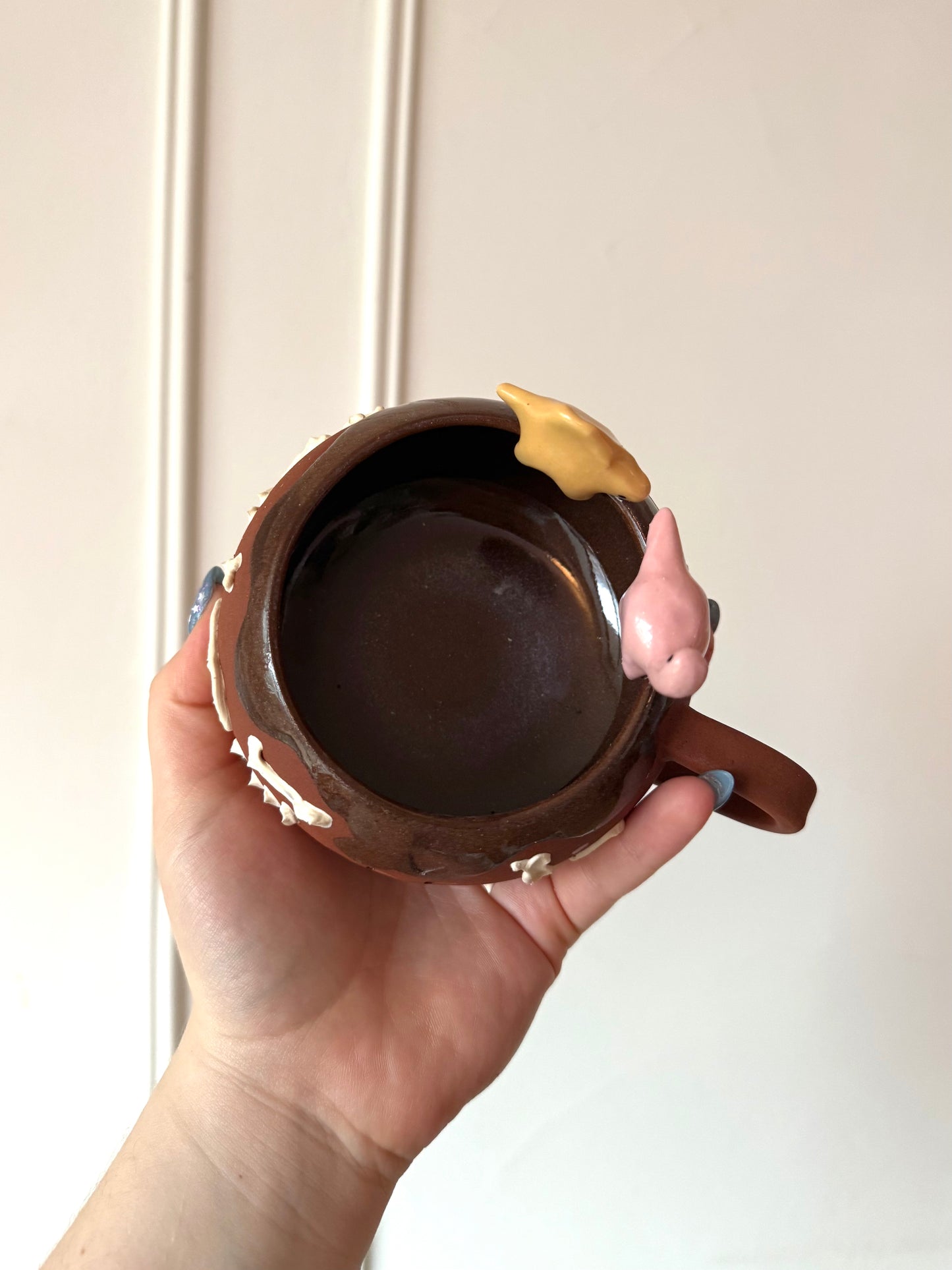Yellow & Pale Pink Dino Tracks Mug