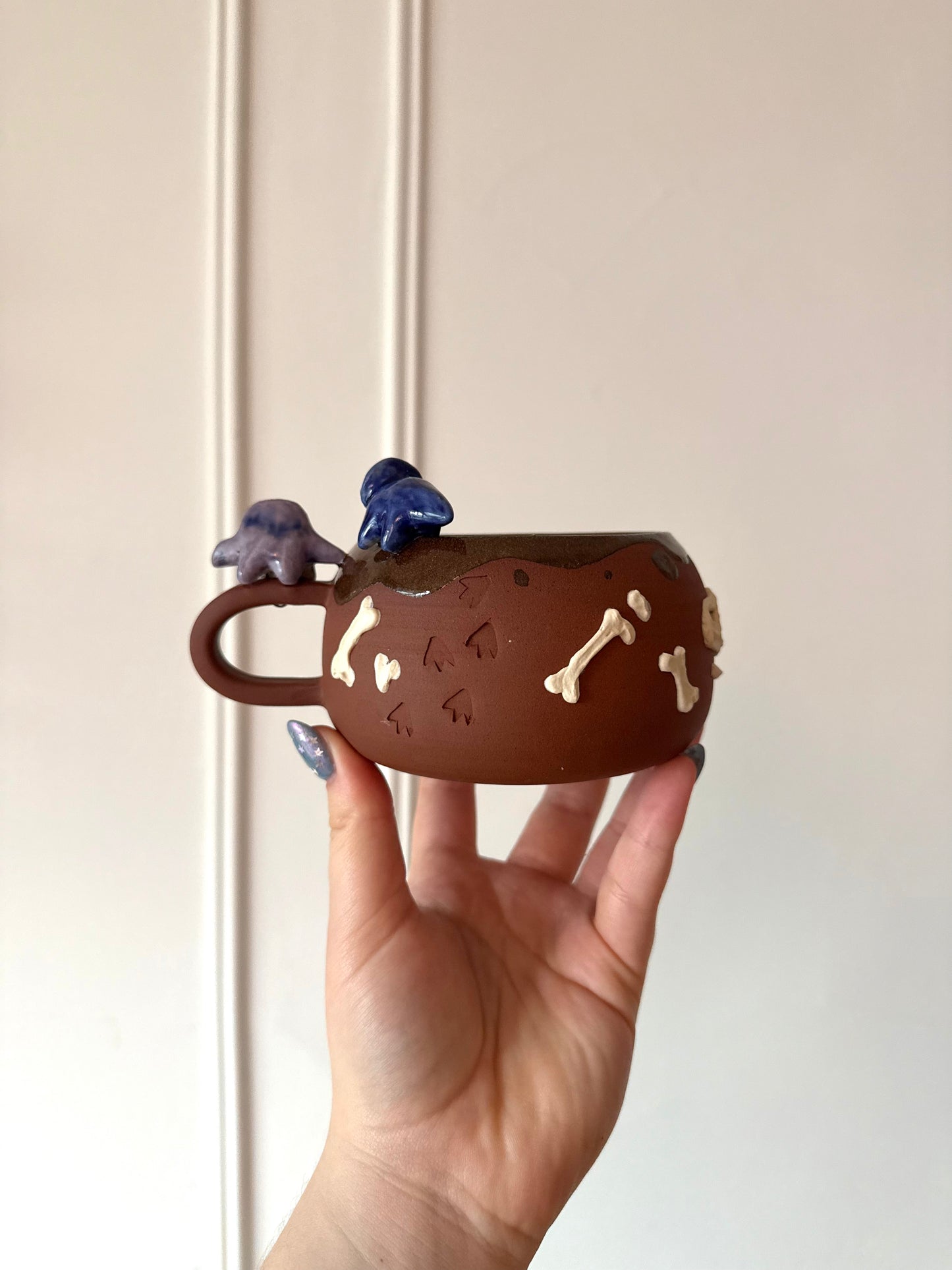Navy & Purple Dino Tracks Mug