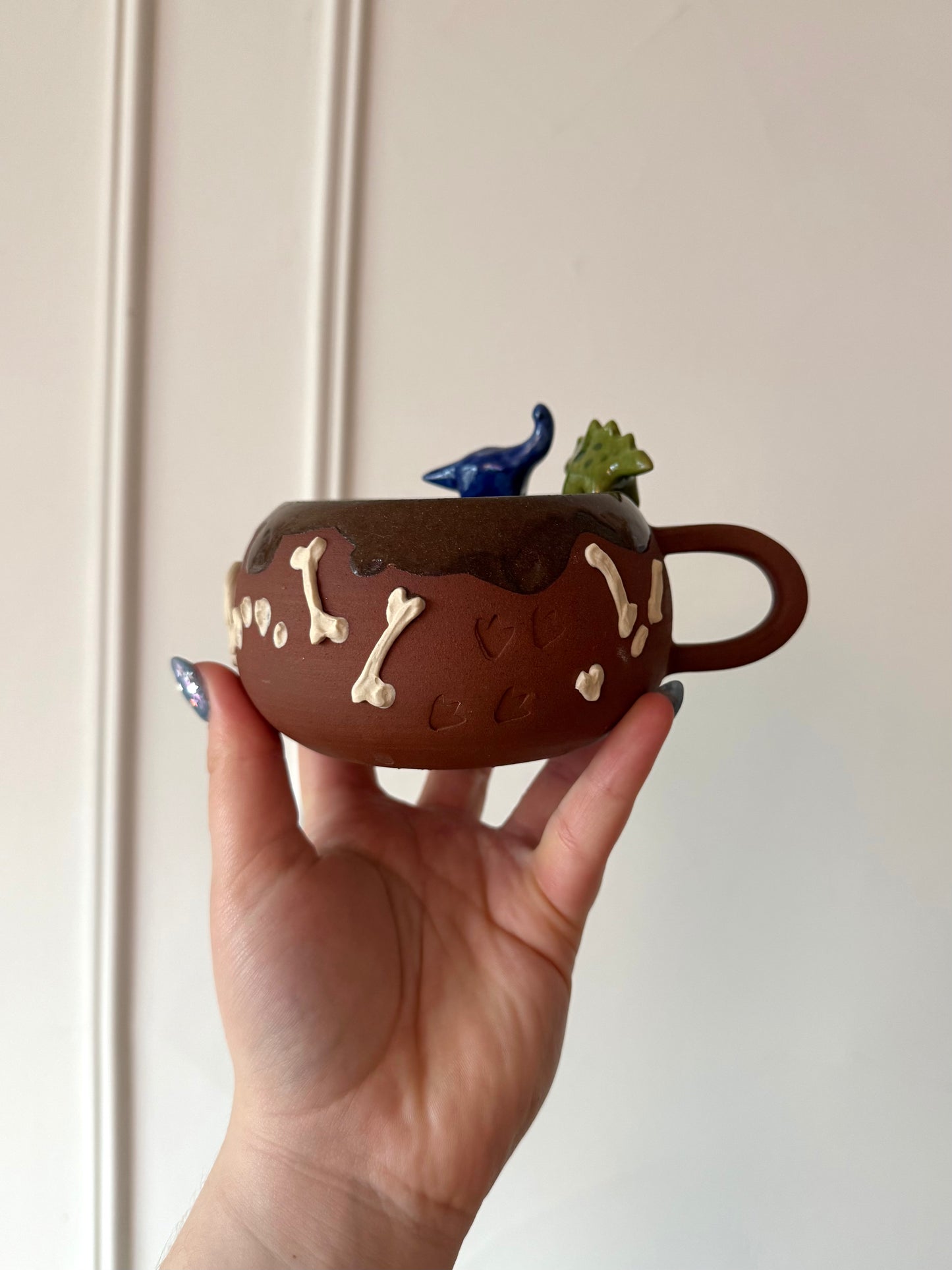 Navy & Green Dino Tracks Mug