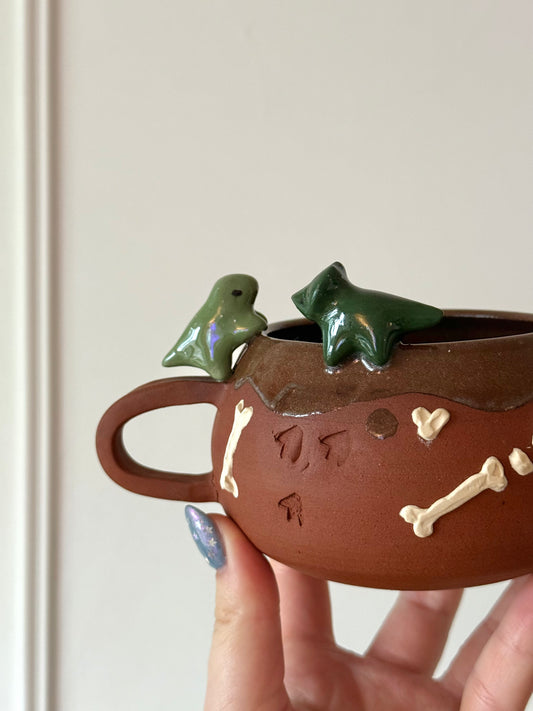 Dark Green & Green Dino Tracks Mug