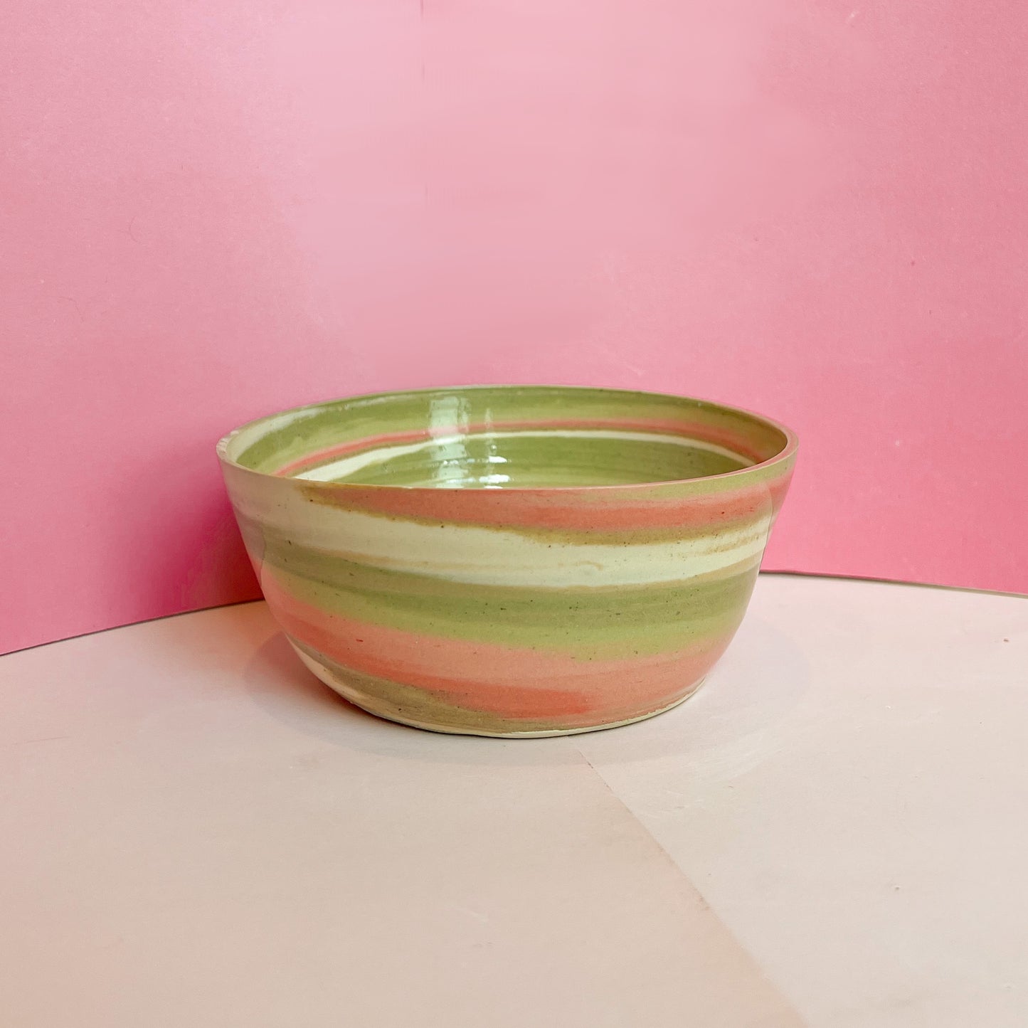 Green & pink swirl bowl