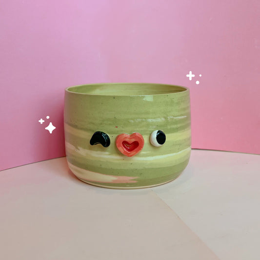 Large green swirl planter